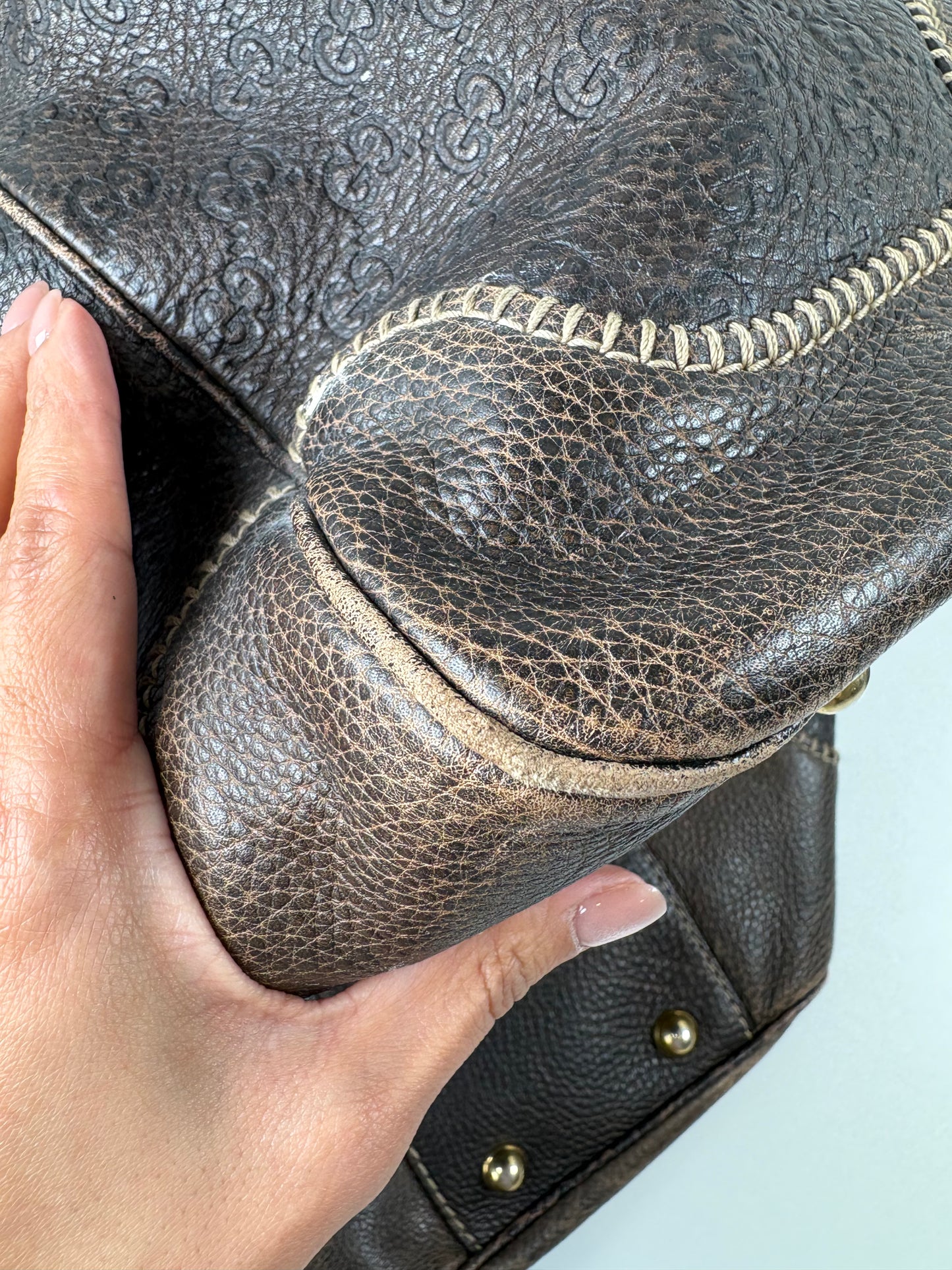 Pre-Owned GUCCI Horsebit Pelham Hobo Handbag, Brown