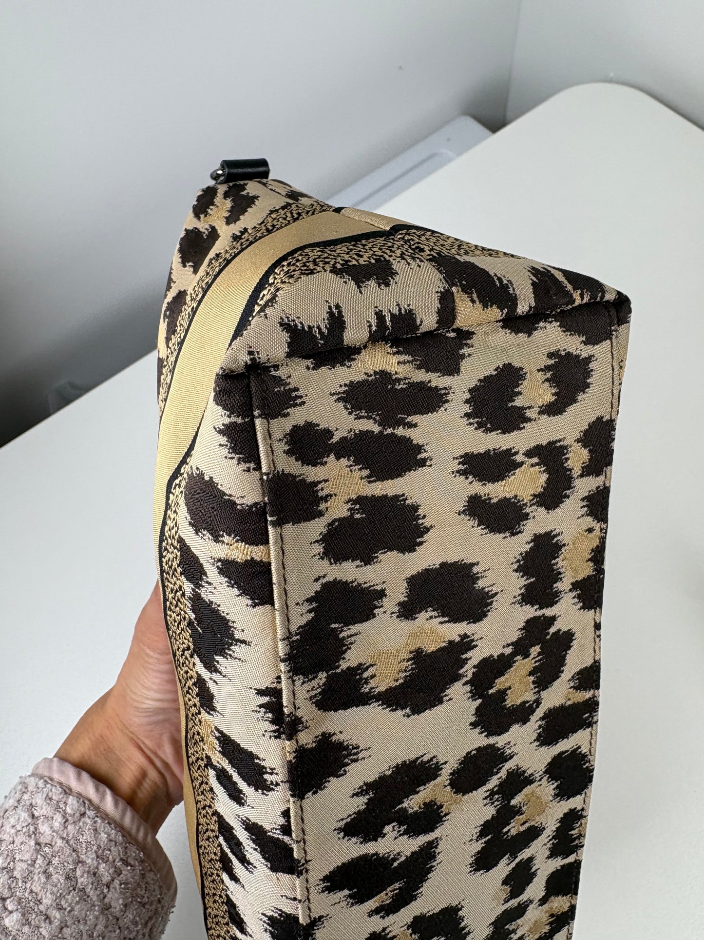 Pre-Owned CHRISTIAN DIOR Nomad Pouch Handbag, Cheetah, Medium