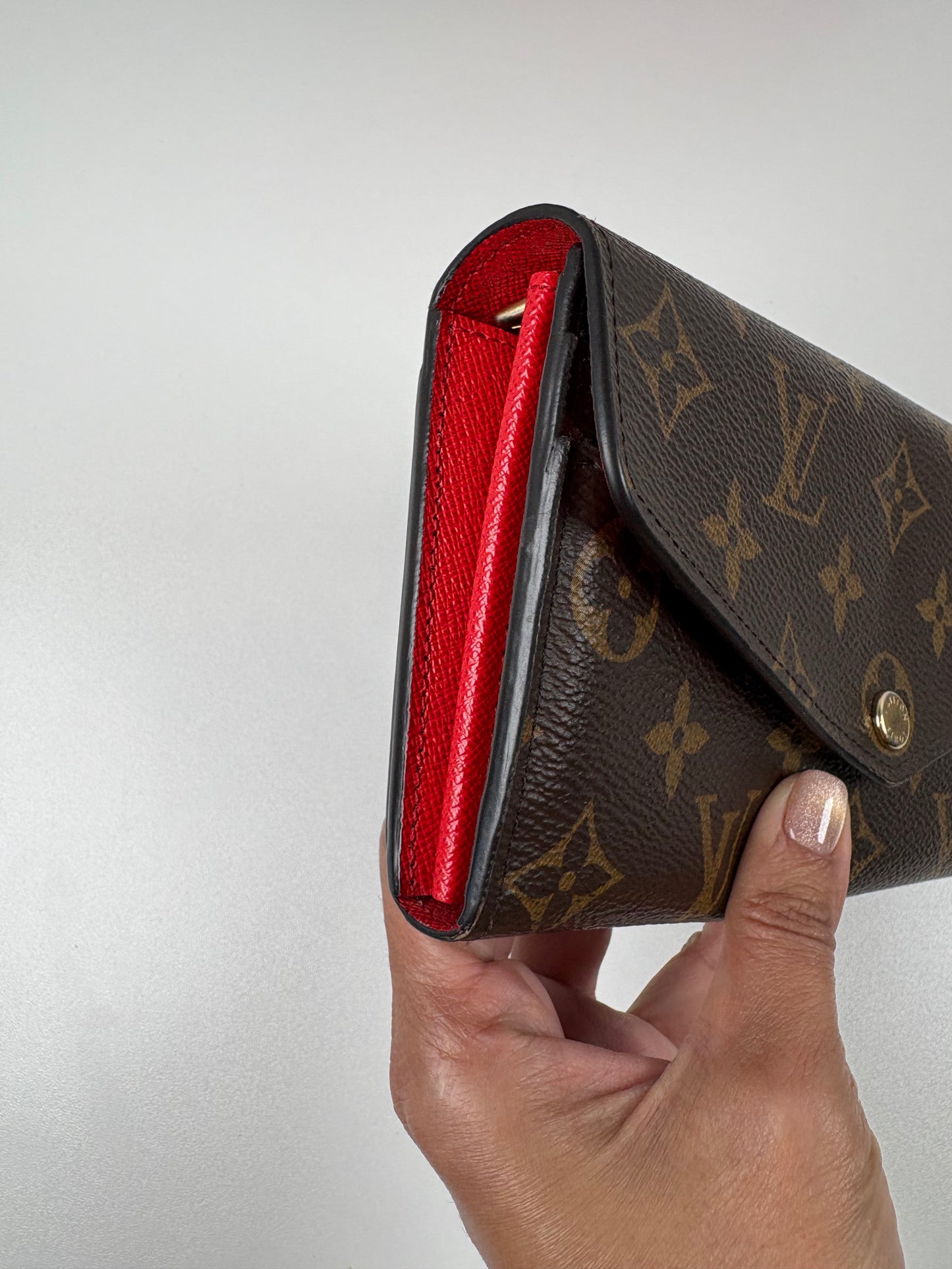 Pre-Owned LOUIS VUITTON Emilie Wallet, Monogram/Red