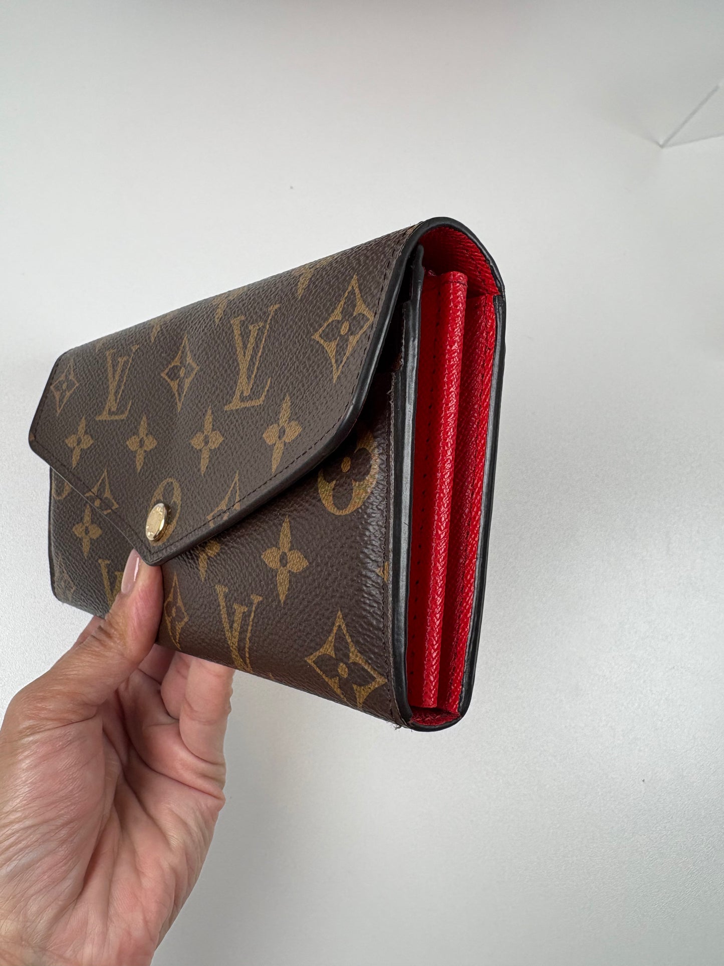 Pre-Owned LOUIS VUITTON Emilie Wallet, Monogram/Red