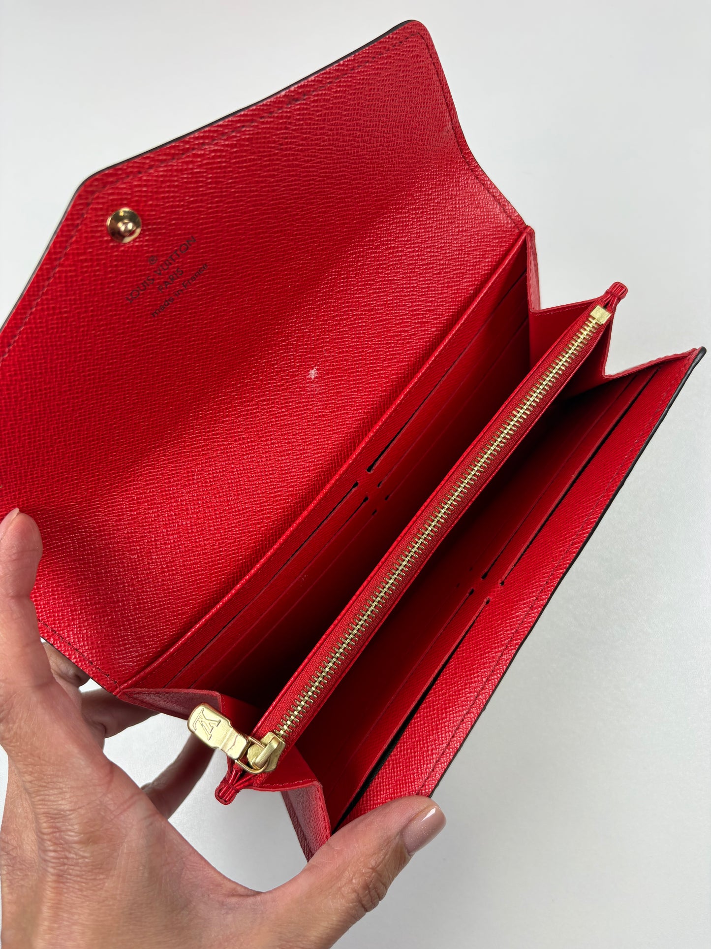 Pre-Owned LOUIS VUITTON Emilie Wallet, Monogram/Red