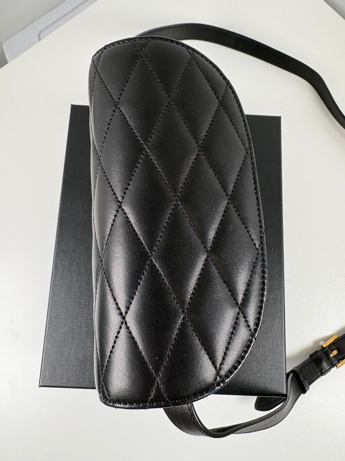 Pre-Owned SAINT LAURENT Quilted June Box Handbag, Black/GHW