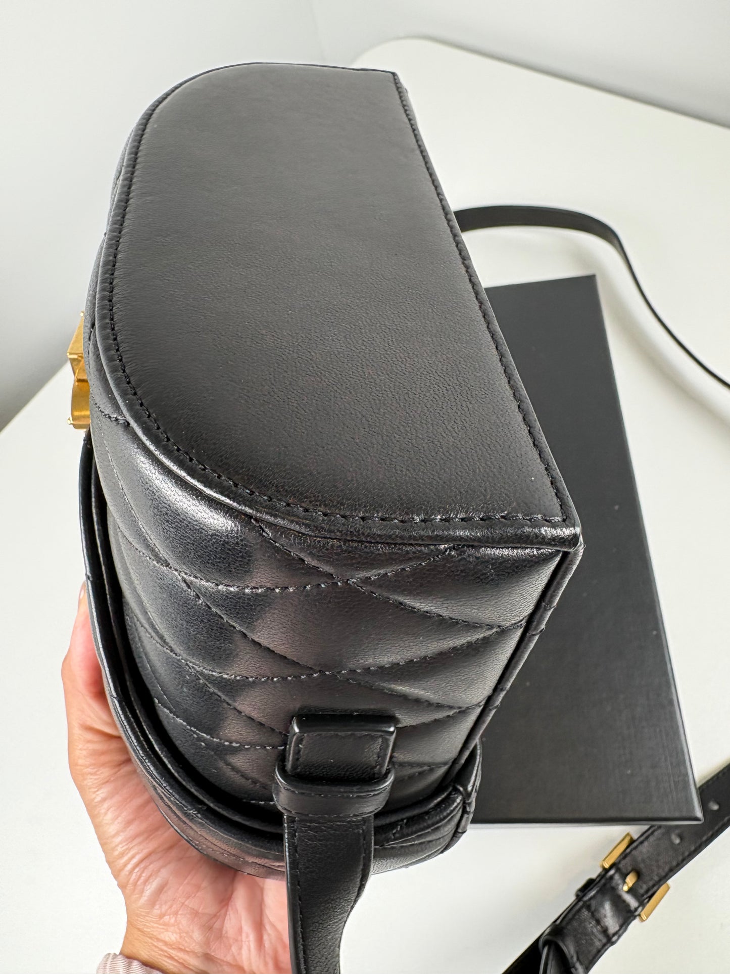 Pre-Owned SAINT LAURENT Quilted June Box Handbag, Black/GHW