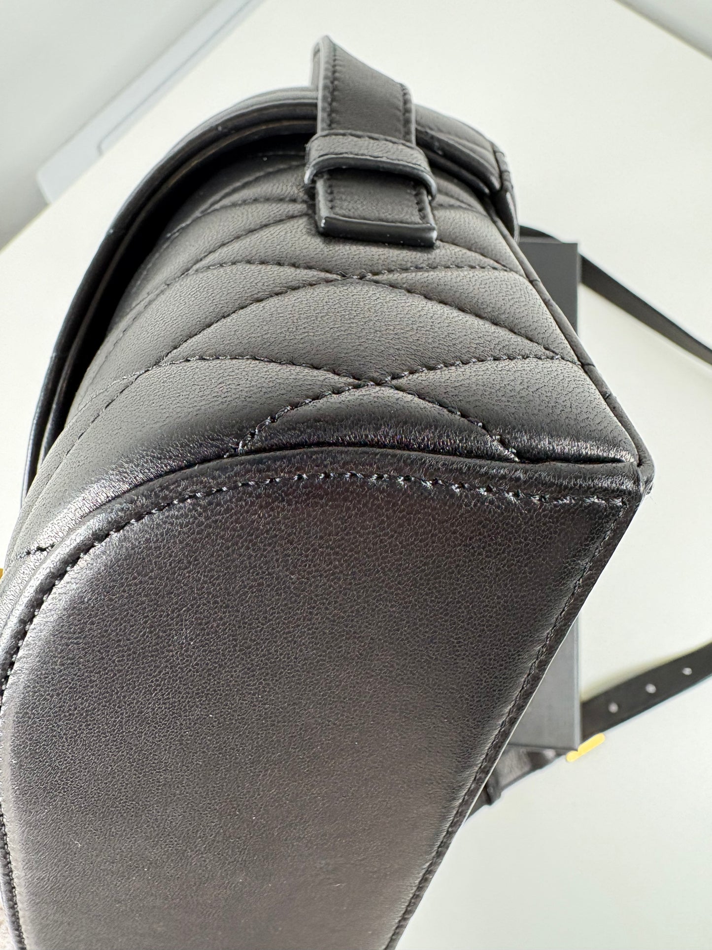 Pre-Owned SAINT LAURENT Quilted June Box Handbag, Black/GHW