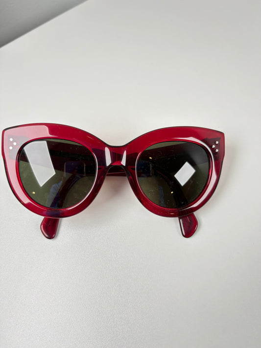 Pre-Owned CELINE Circular Sunglasses, Red