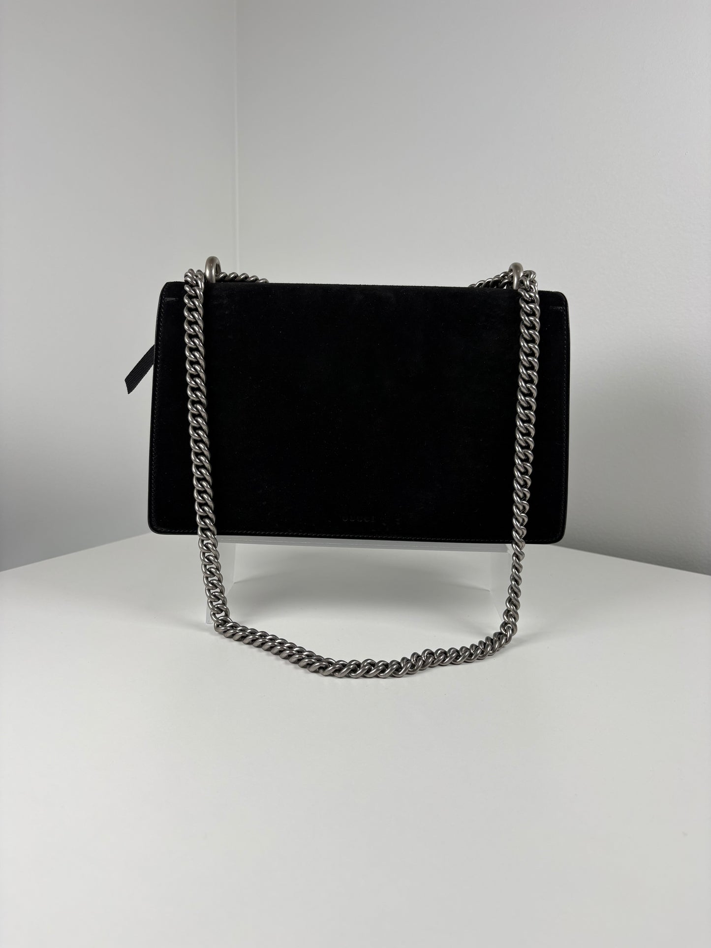 Pre-Owned GUCCI Dionysus Tiger Head Handbag, Black Suede