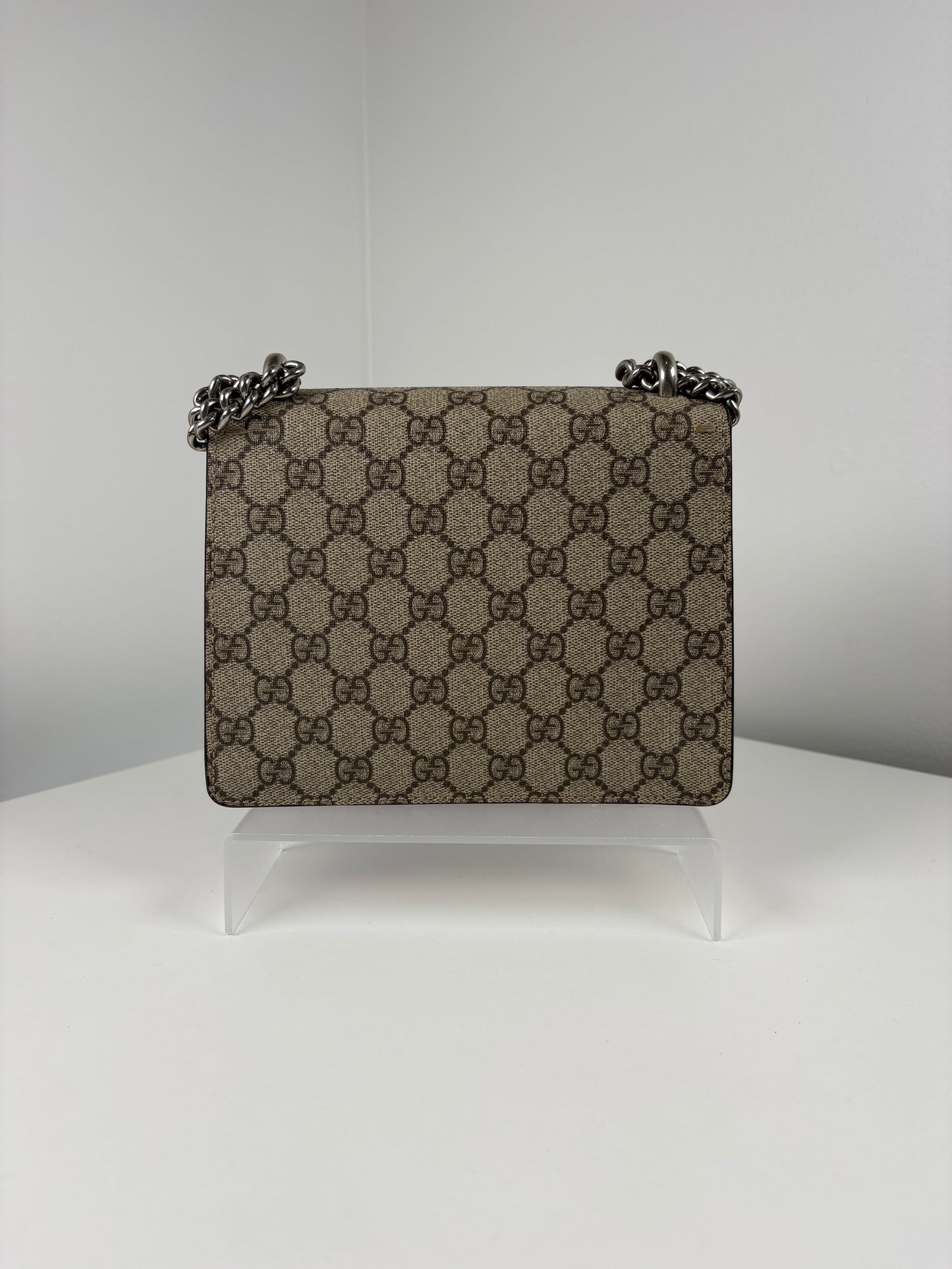 Pre-Owned GUCCI GG Supreme Dionysus Handbag, Red/Beige, Mini
