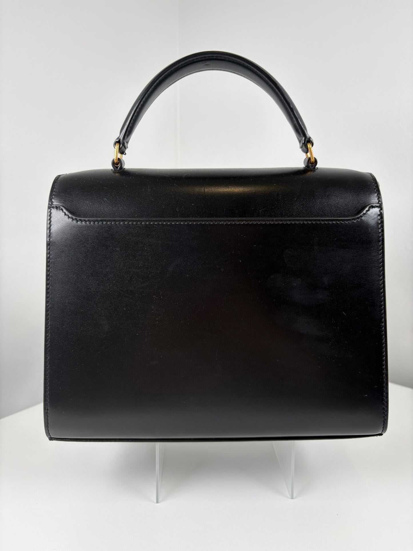 Pre-Owned SAINT LAURENT Cassandra Top Handle Handbag, Black, Medium 1