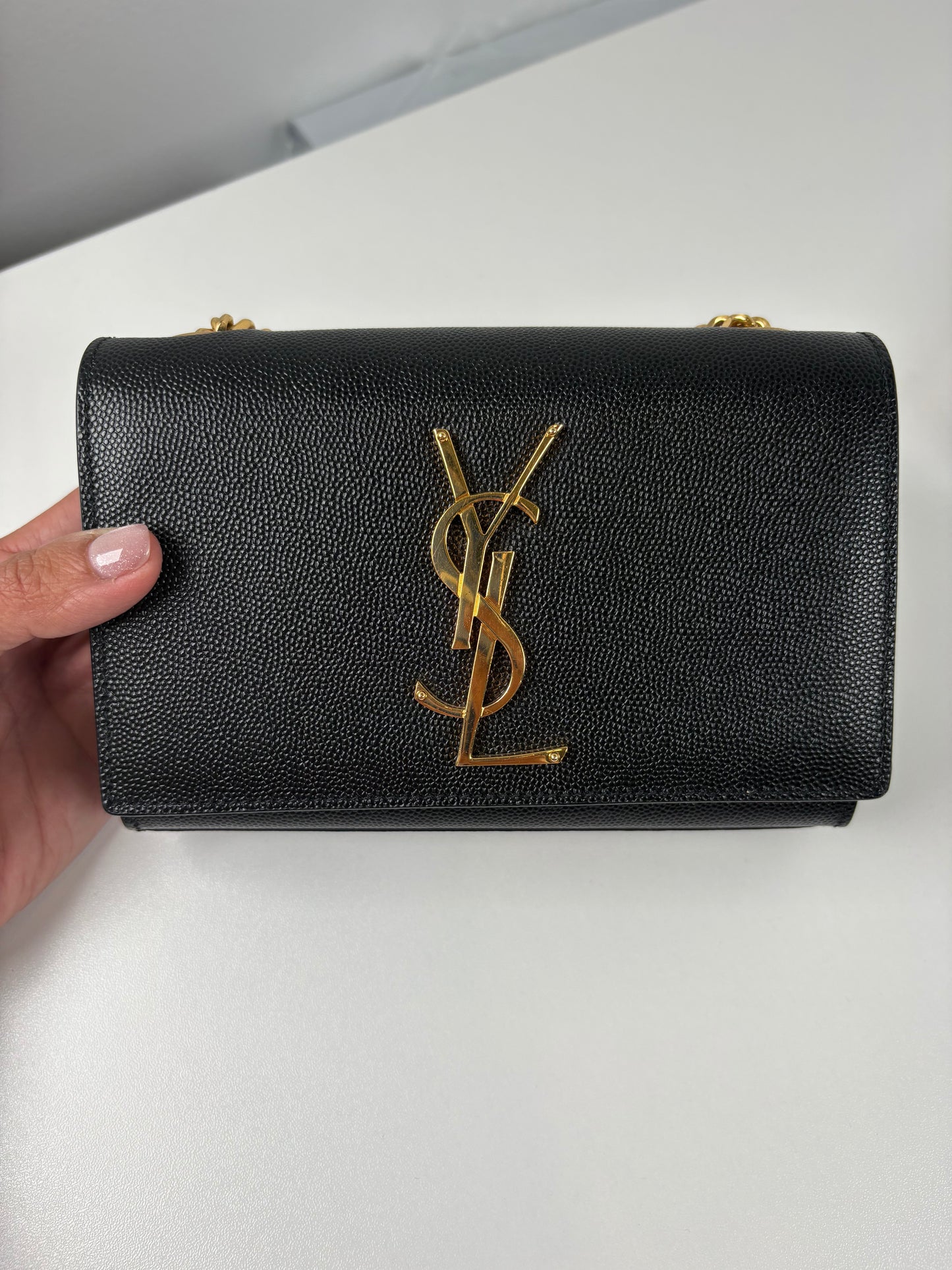 Pre-Owned SAINT LAURENT Kate In Grain de poudre embossed leather Handbag, Black, Mini
