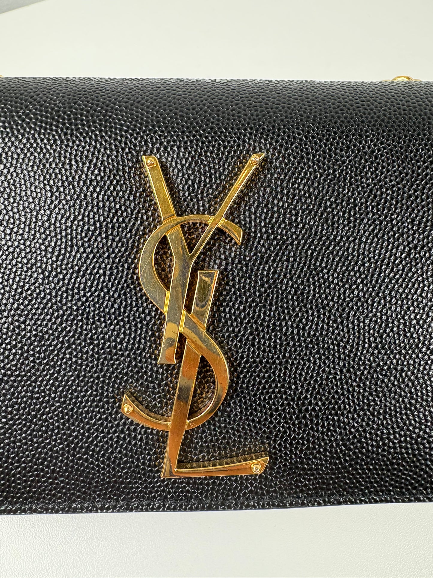 Pre-Owned SAINT LAURENT Kate In Grain de poudre embossed leather Handbag, Black, Mini