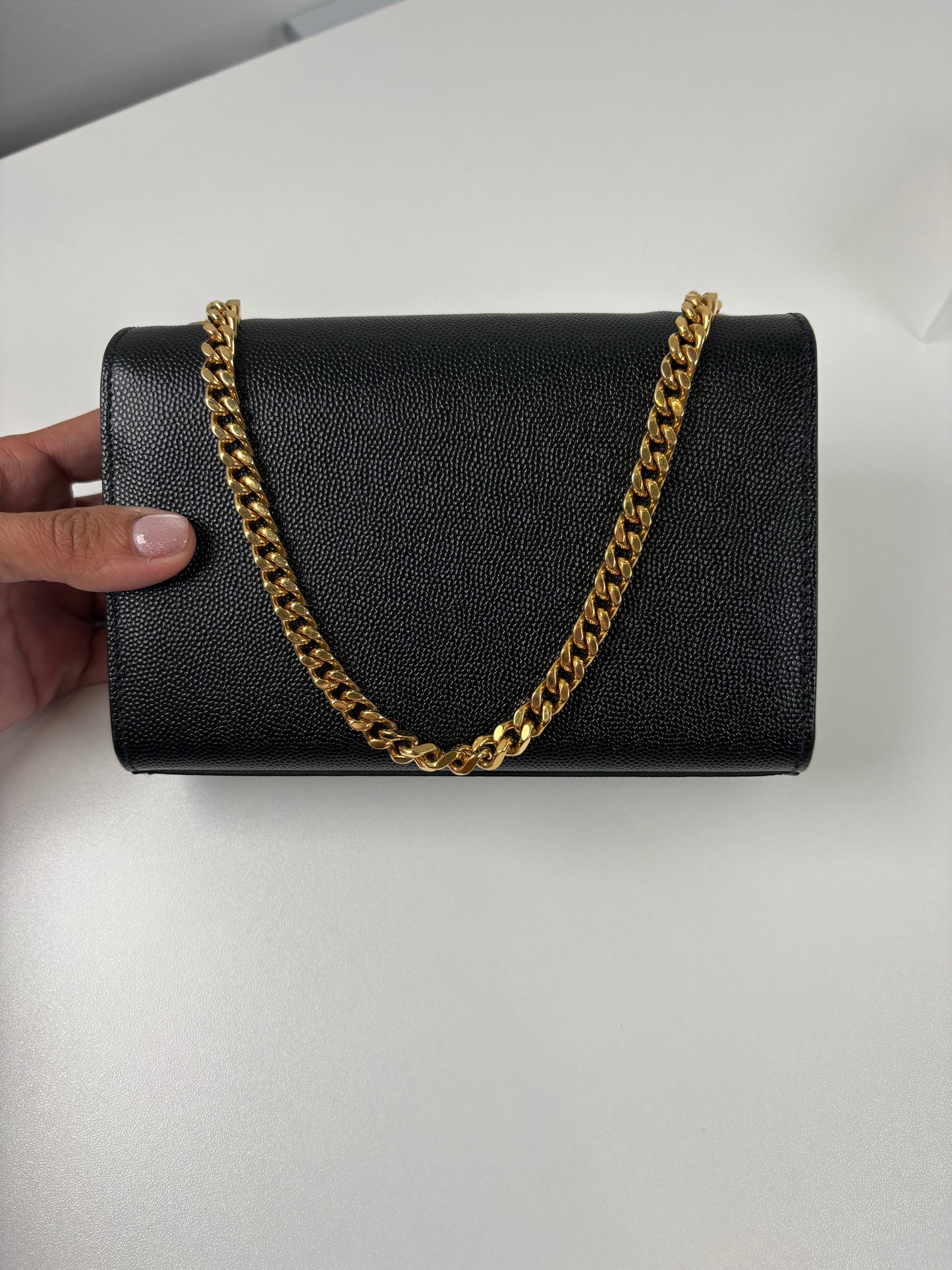 Pre-Owned SAINT LAURENT Kate In Grain de poudre embossed leather Handbag, Black, Mini