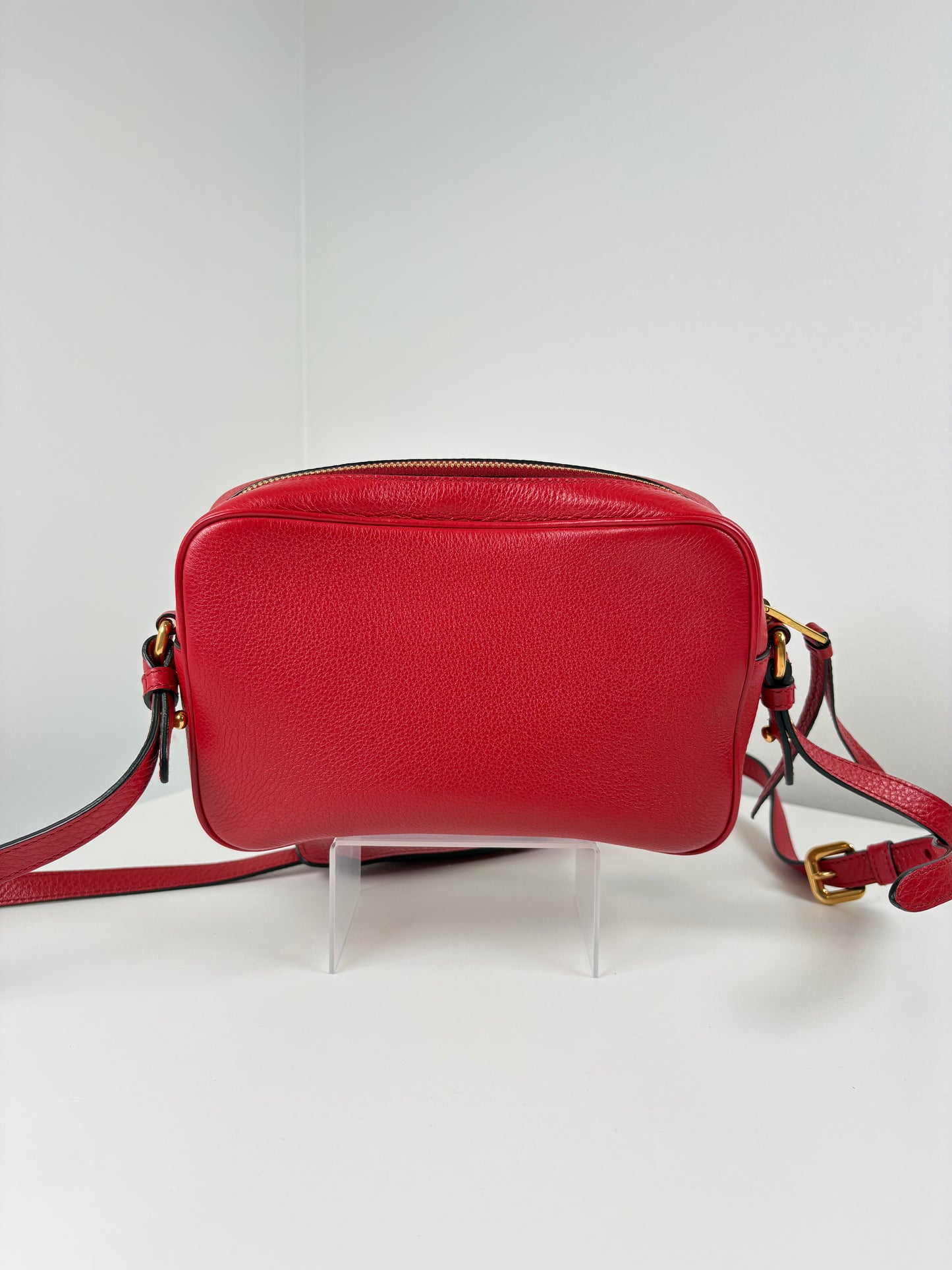 Pre-Owned PRADA Vitello Phenix Camera Handbag, Red