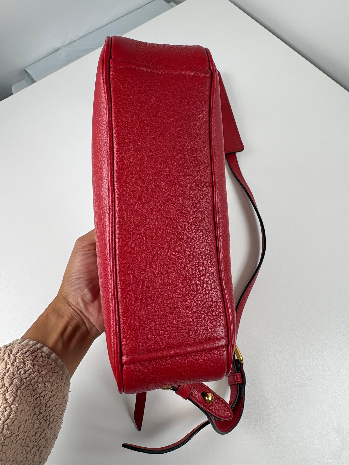 Pre-Owned PRADA Vitello Phenix Camera Handbag, Red