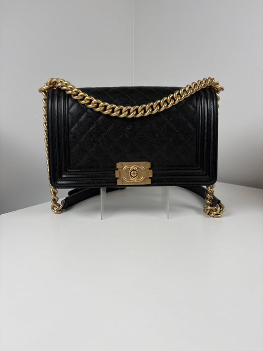 Pre-Owned CHANEL™ Old Medium Boy Handbag, Black