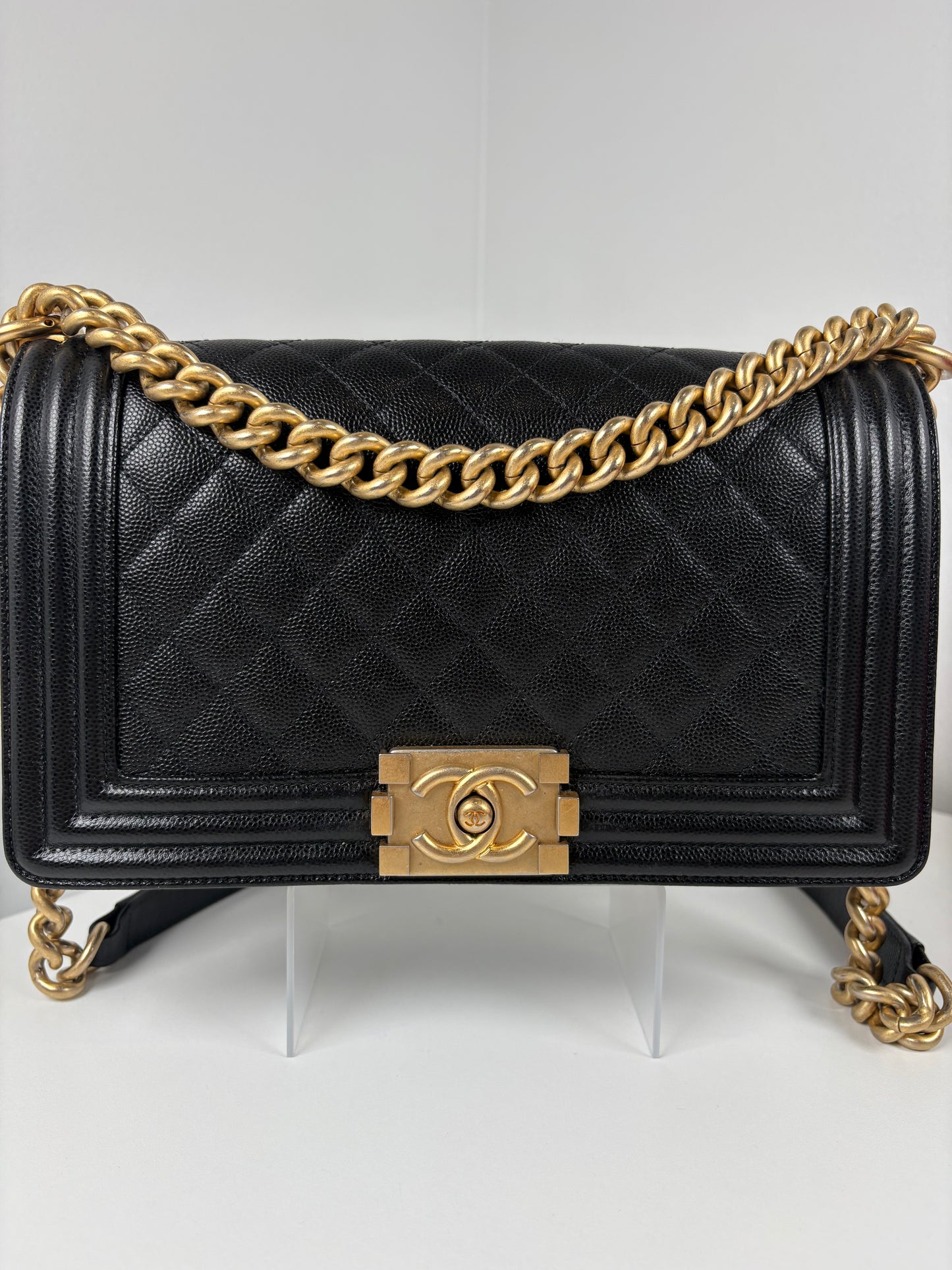 Pre-Owned CHANEL™ Old Medium Boy Handbag, Black