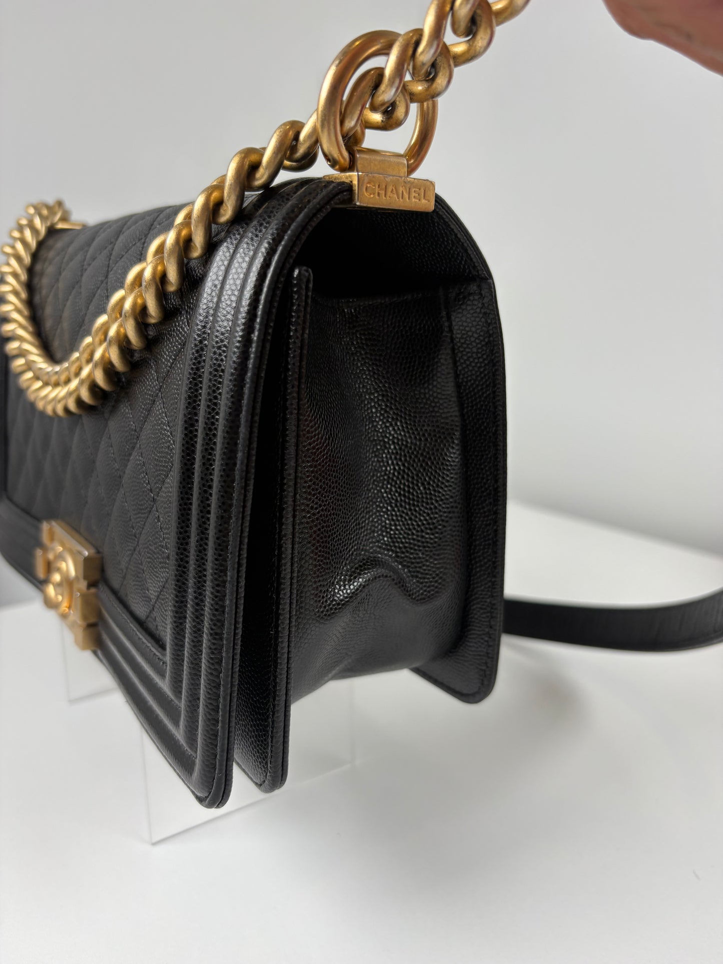 Pre-Owned CHANEL™ Old Medium Boy Handbag, Black