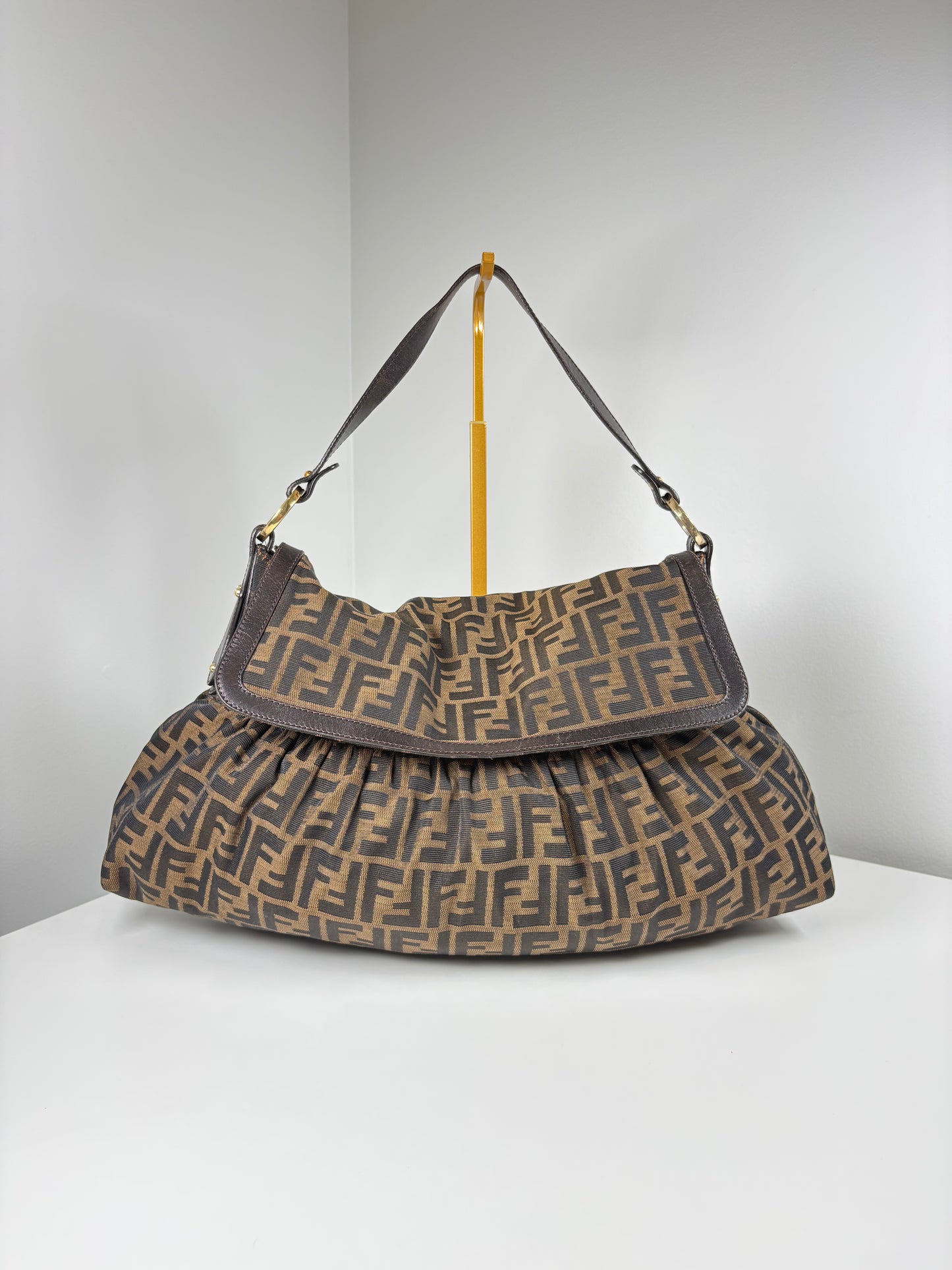 Pre-Owned FENDI Zucca FF Chef Handbag, Brown, Large