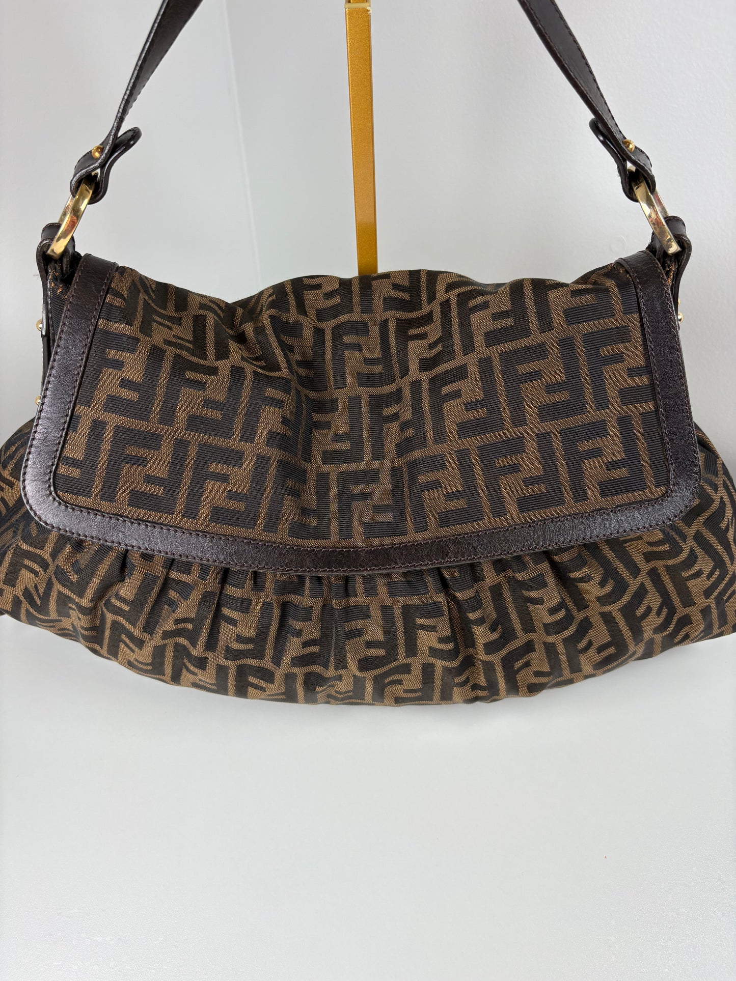 Pre-Owned FENDI Zucca FF Chef Handbag, Brown, Large