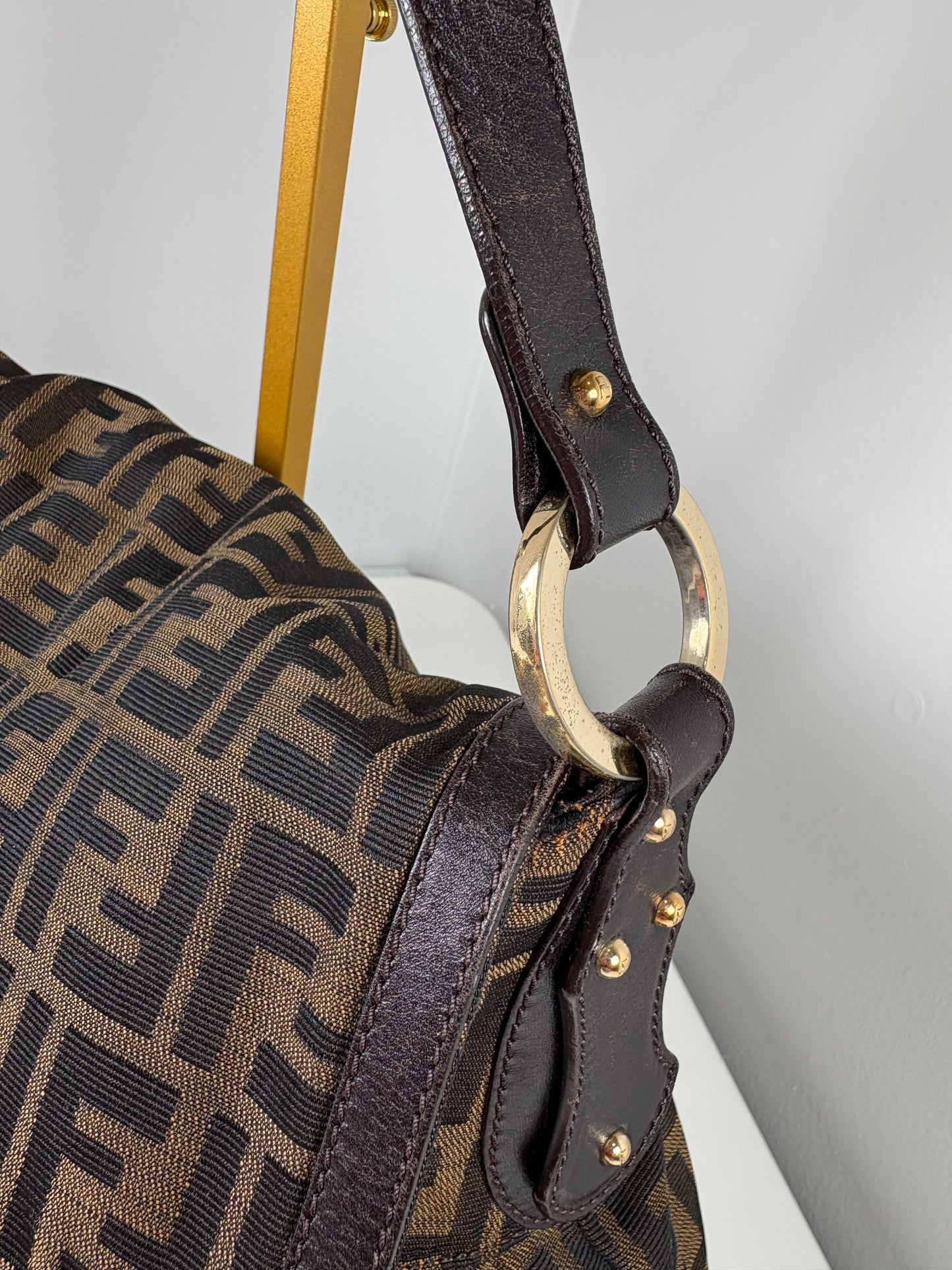 Pre-Owned FENDI Zucca FF Chef Handbag, Brown, Large