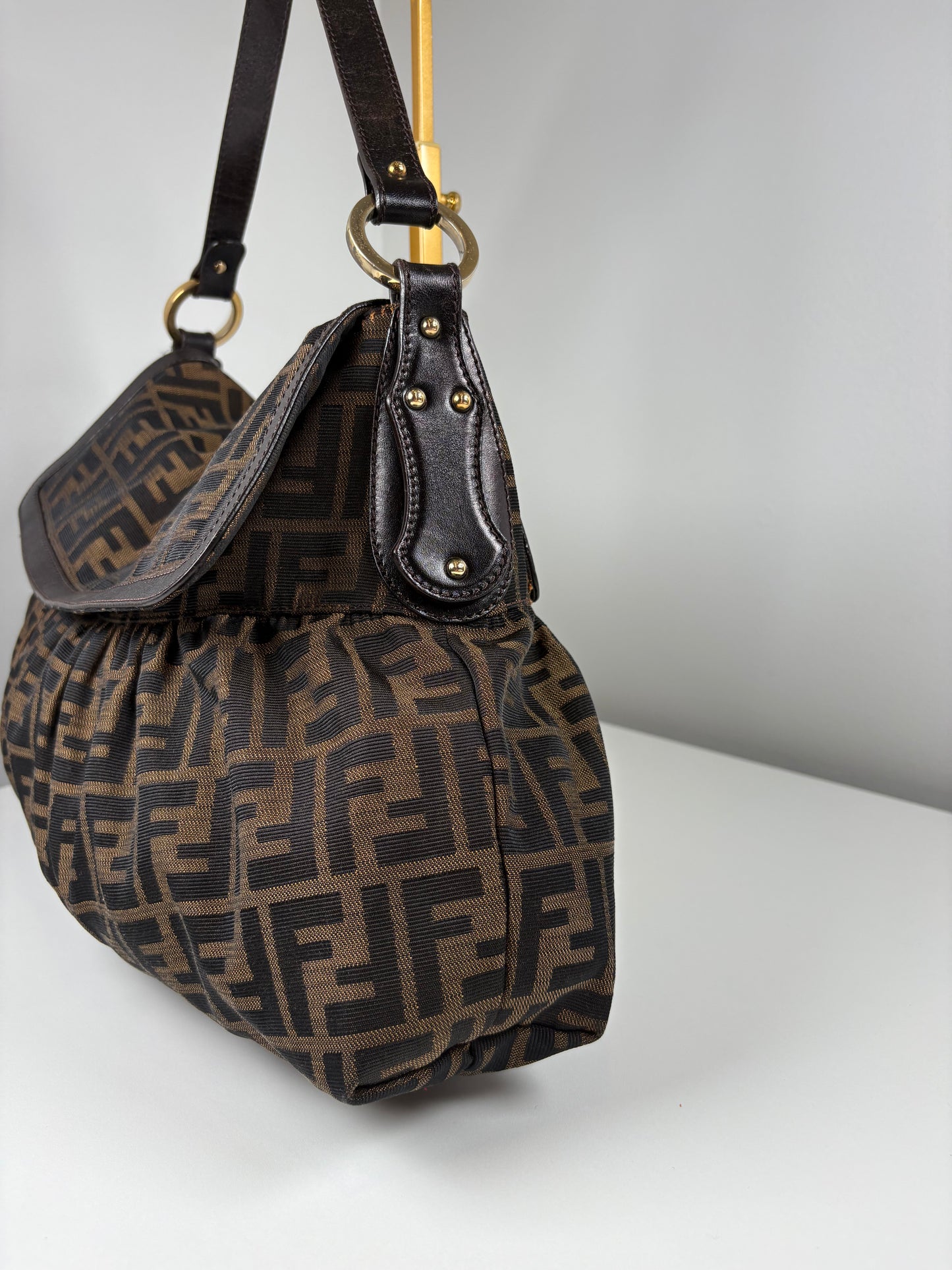 Pre-Owned FENDI Zucca FF Chef Handbag, Brown, Large
