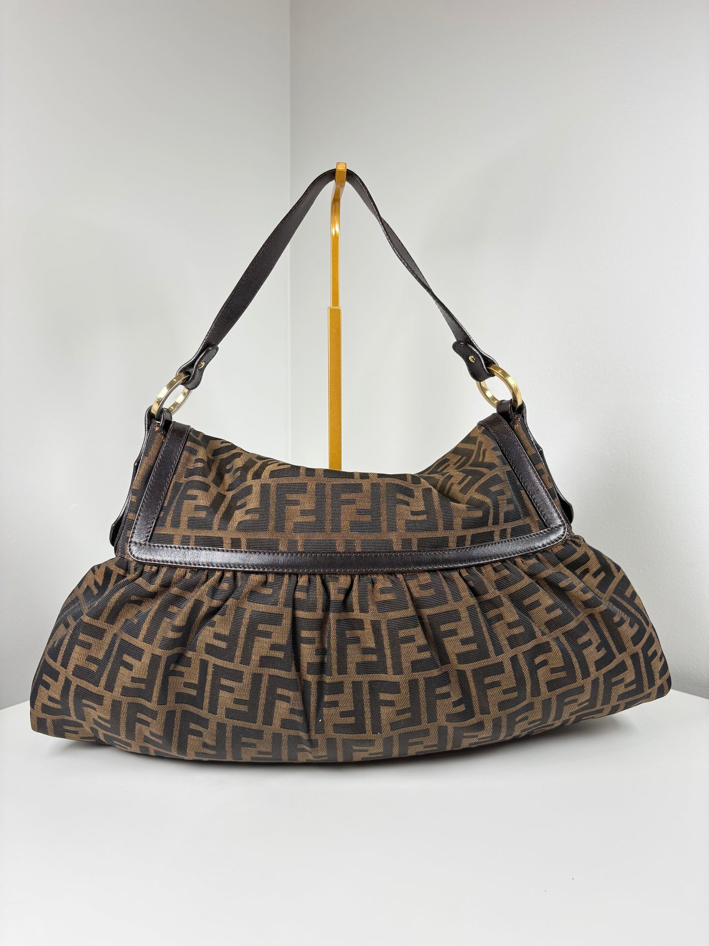 Pre-Owned FENDI Zucca FF Chef Handbag, Brown, Large