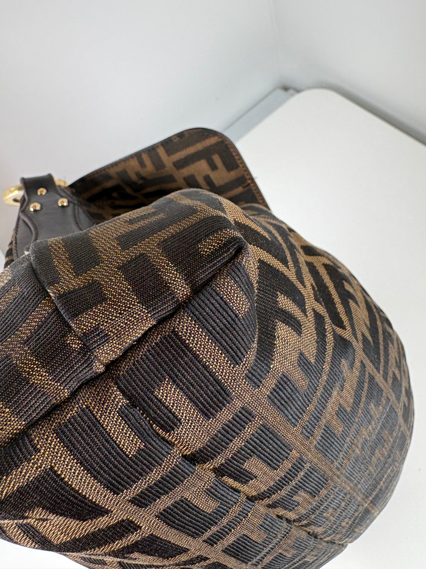 Pre-Owned FENDI Zucca FF Chef Handbag, Brown, Large
