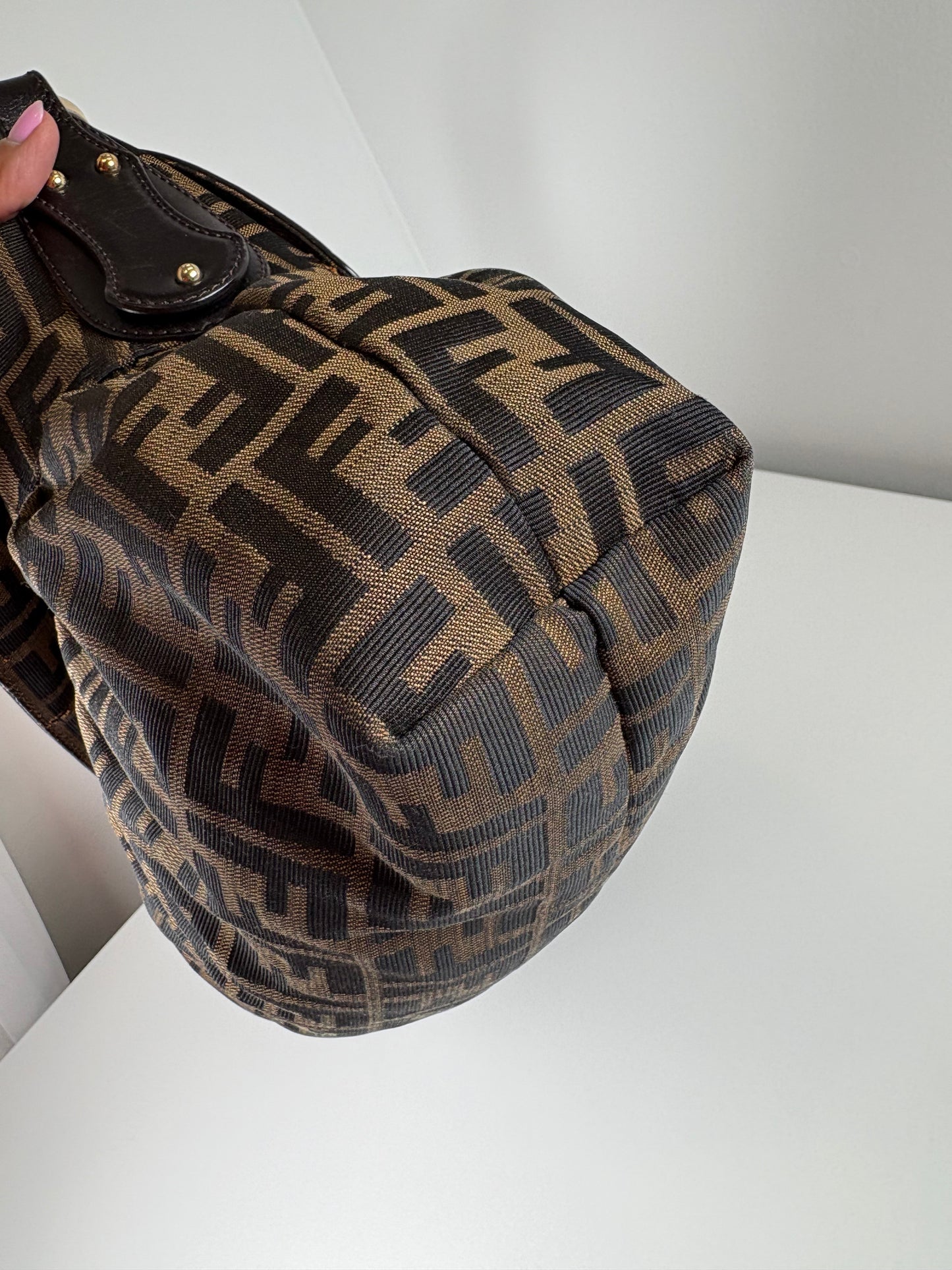 Pre-Owned FENDI Zucca FF Chef Handbag, Brown, Large