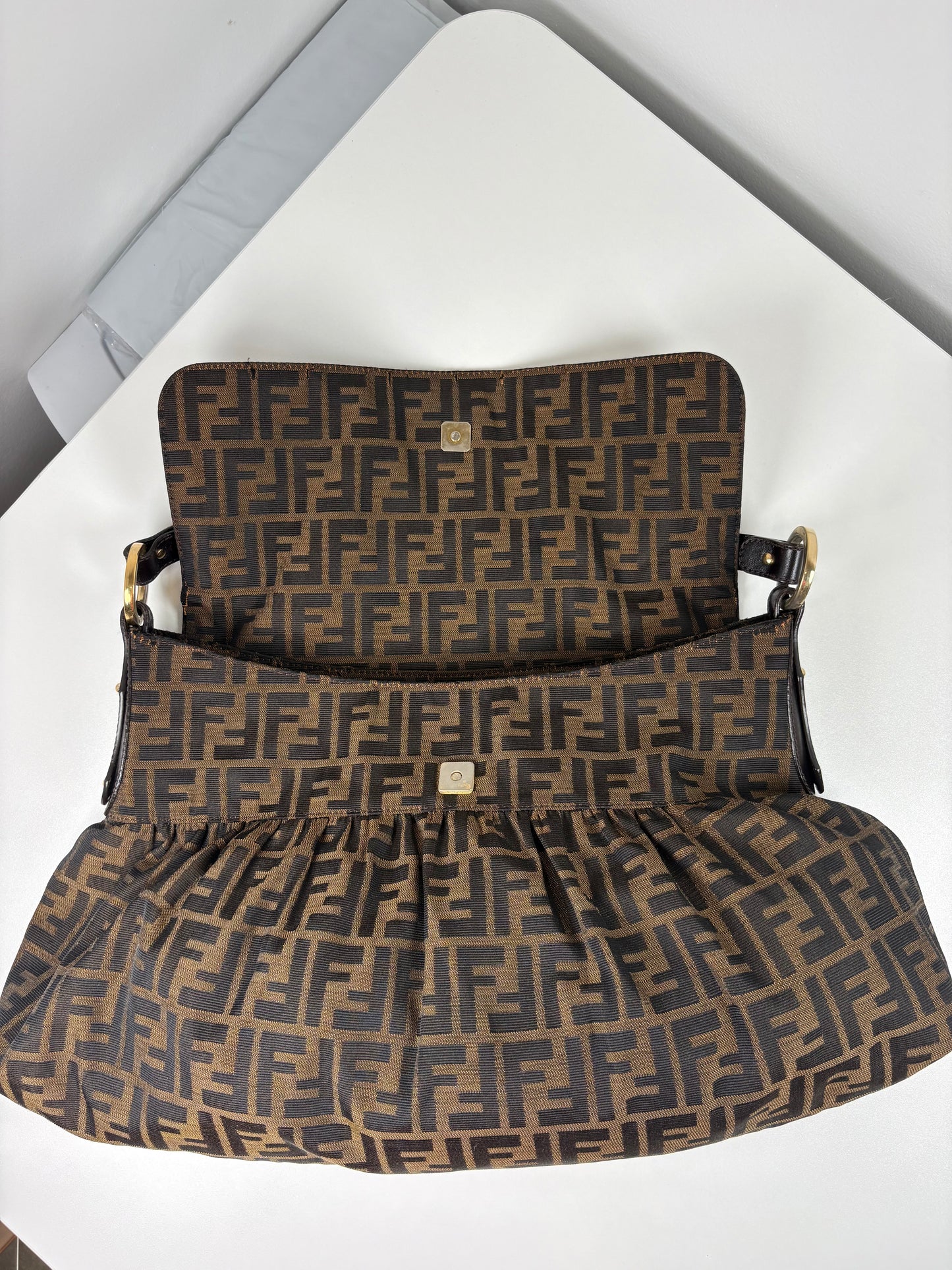 Pre-Owned FENDI Zucca FF Chef Handbag, Brown, Large