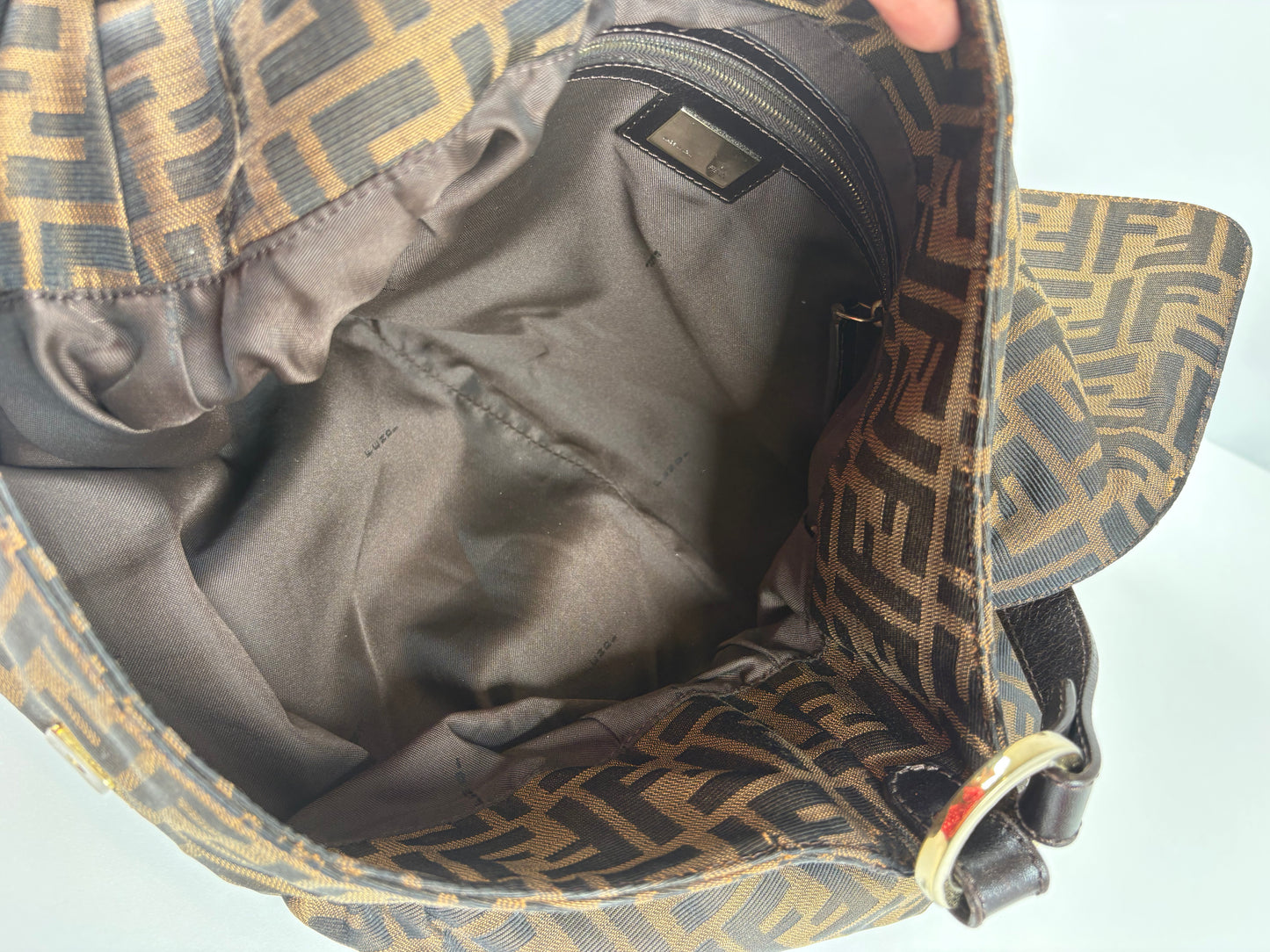 Pre-Owned FENDI Zucca FF Chef Handbag, Brown, Large