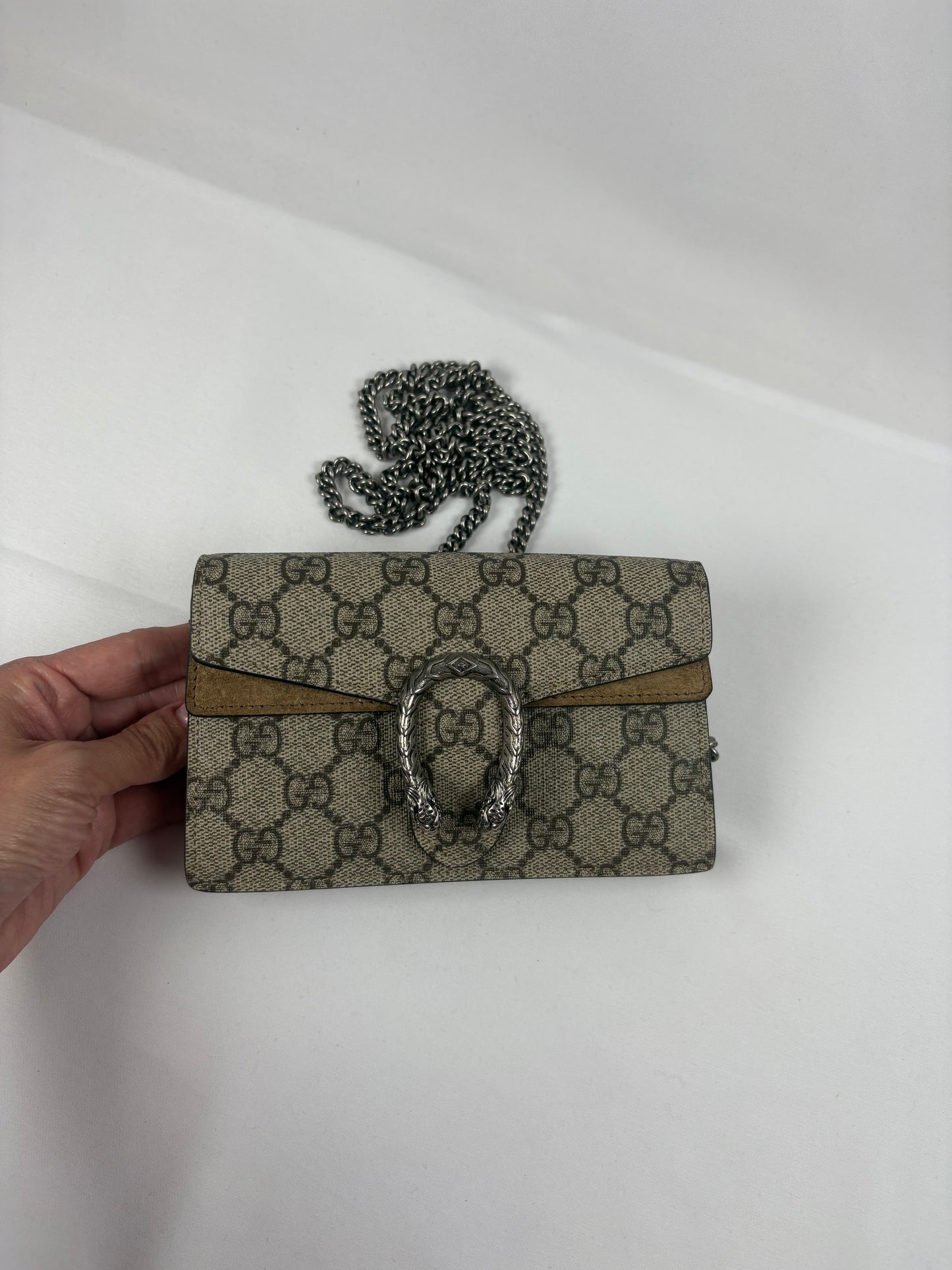 Pre-Owned GUCCI Dionysus Taupe Handbag, Super Mini