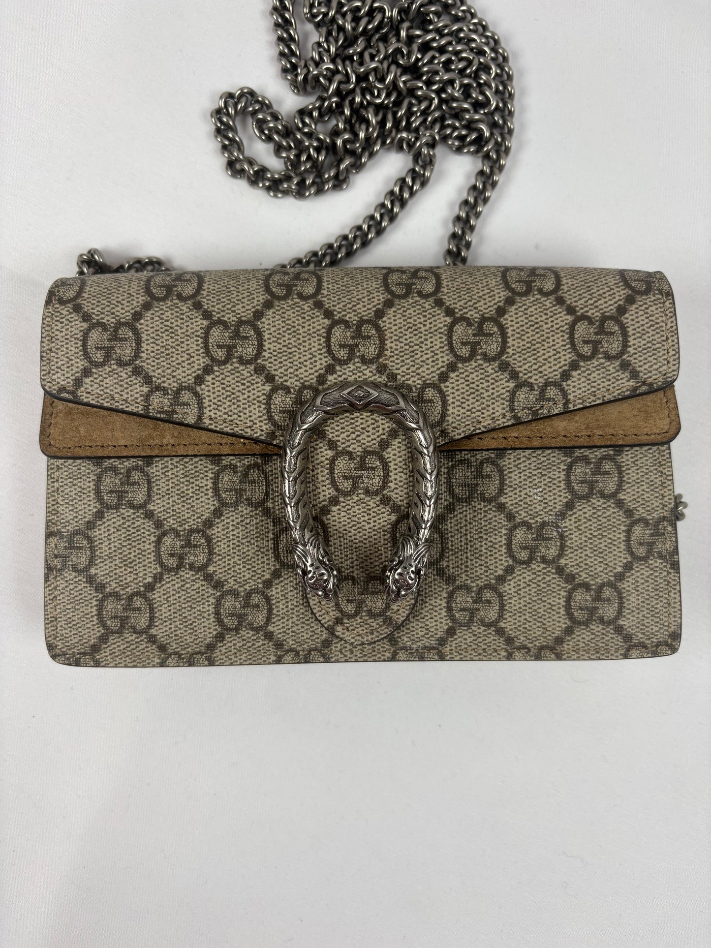 Pre-Owned GUCCI Dionysus Taupe Handbag, Super Mini