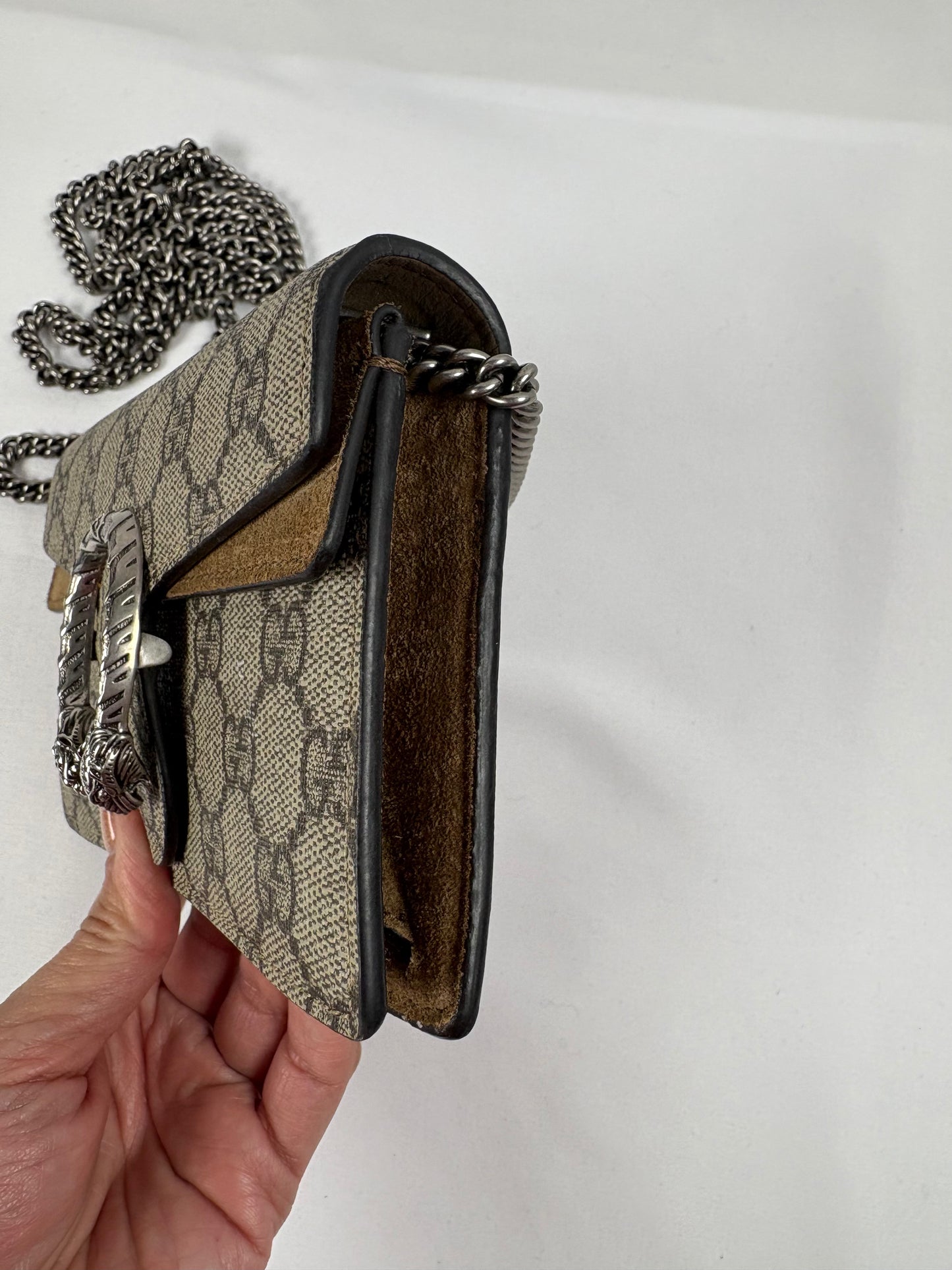 Pre-Owned GUCCI Dionysus Taupe Handbag, Super Mini