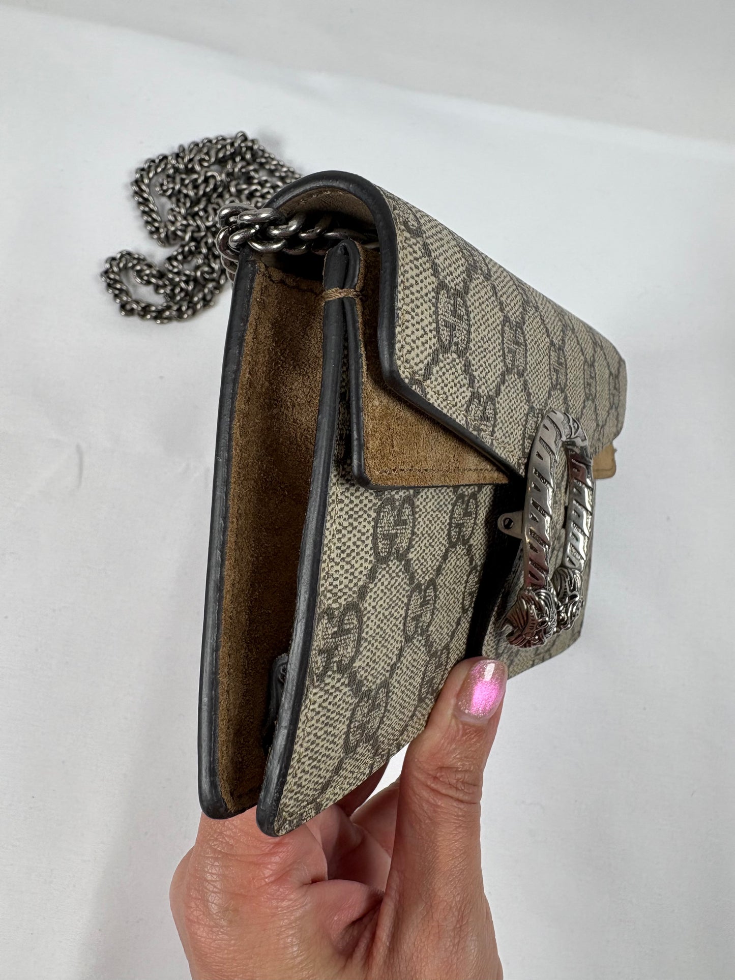 Pre-Owned GUCCI Dionysus Taupe Handbag, Super Mini