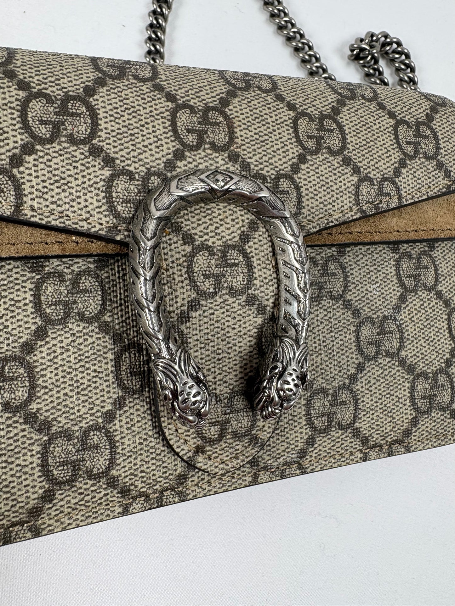 Pre-Owned GUCCI Dionysus Taupe Handbag, Super Mini