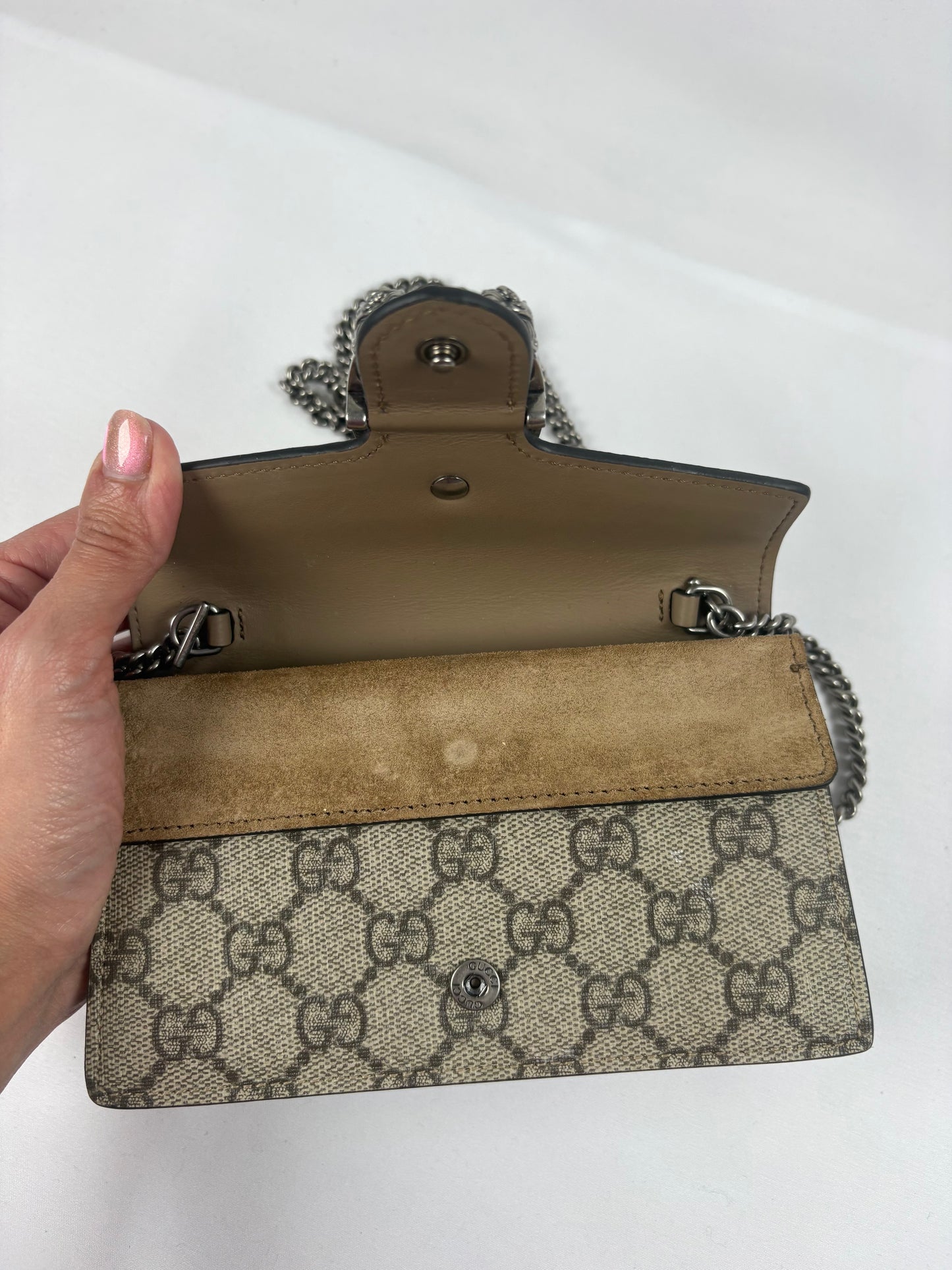 Pre-Owned GUCCI Dionysus Taupe Handbag, Super Mini