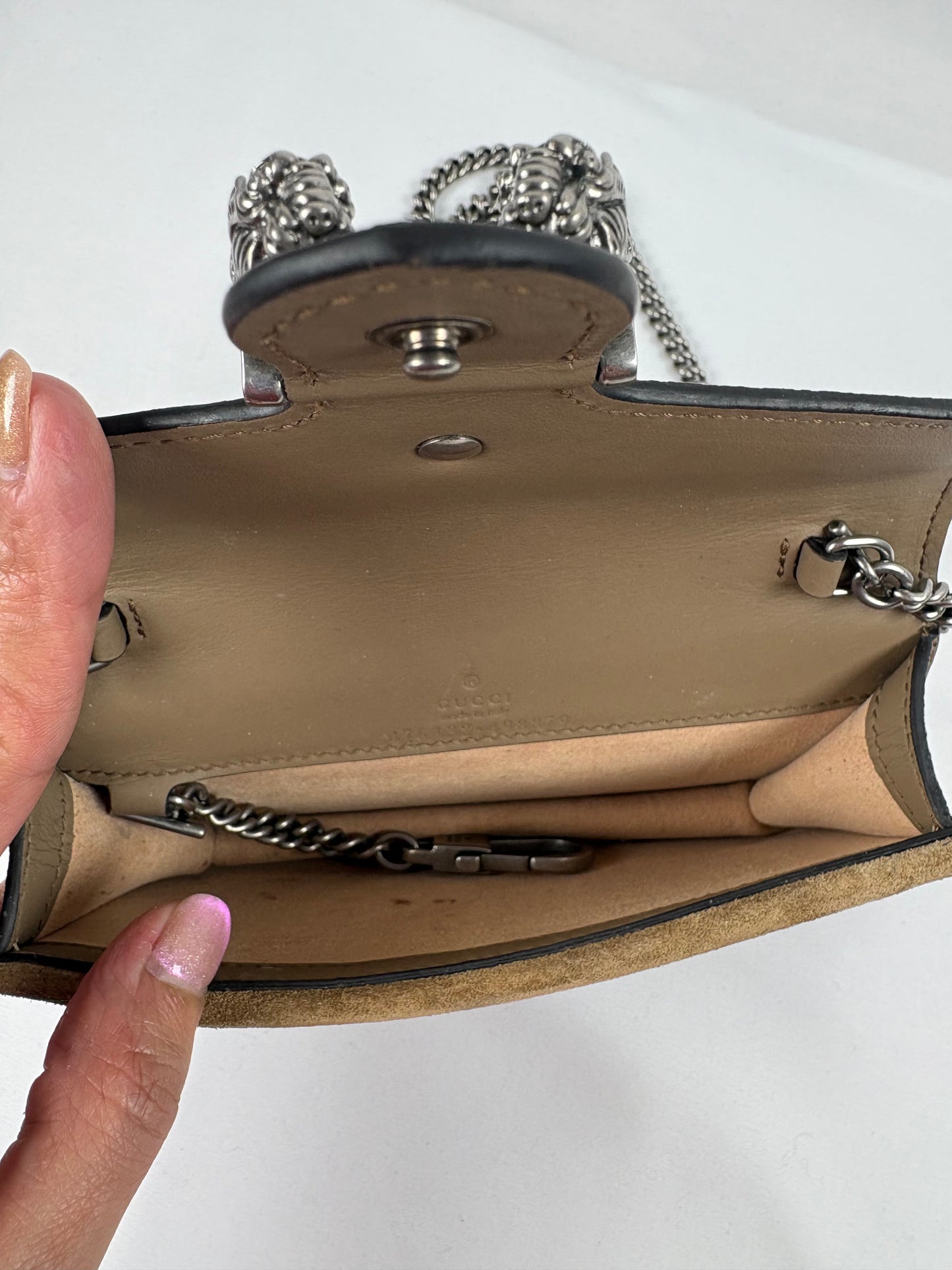 Pre-Owned GUCCI Dionysus Taupe Handbag, Super Mini