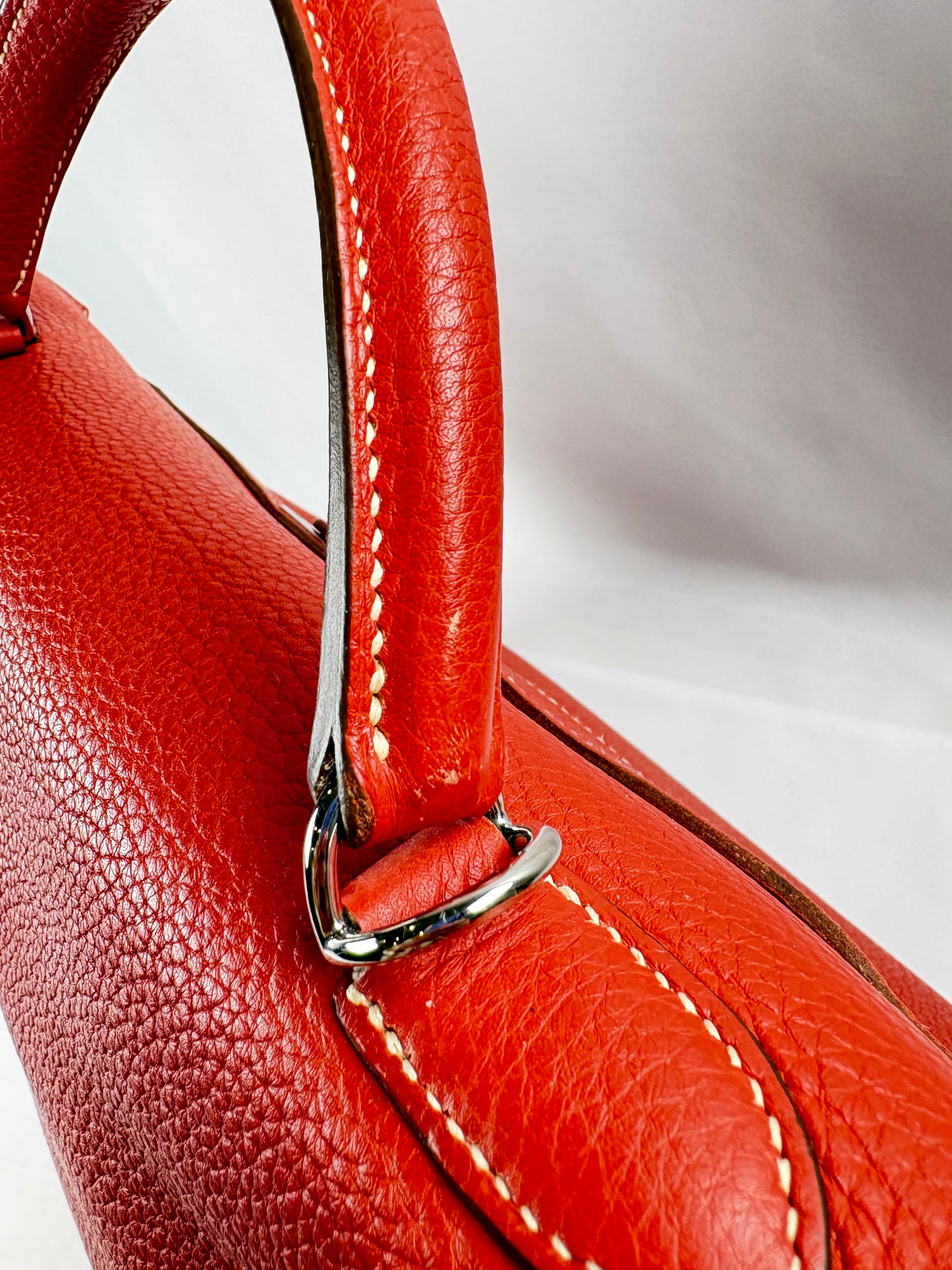 Pre-Owned HERMES Kelly 40 Coral, Clemence Leather Handbag