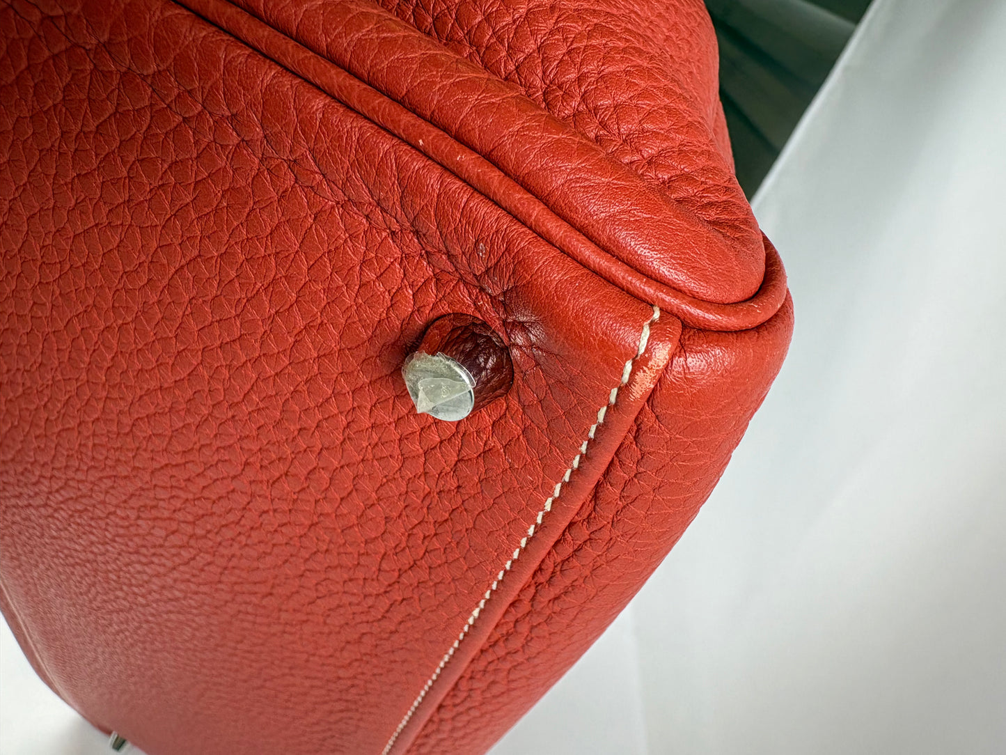 Pre-Owned HERMES Kelly 40 Coral, Clemence Leather Handbag