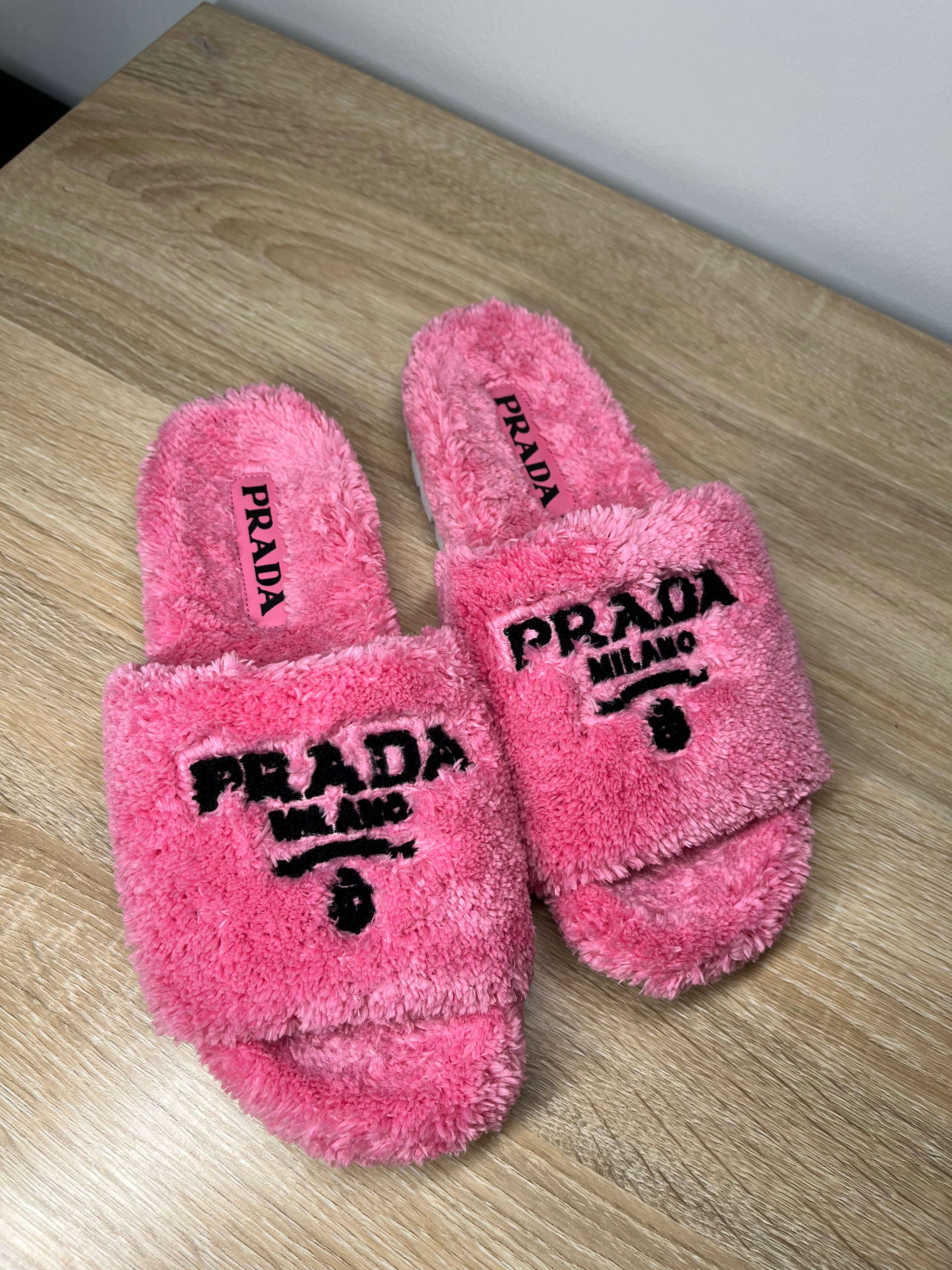 Prada Terry Cloth Pink Slides 38