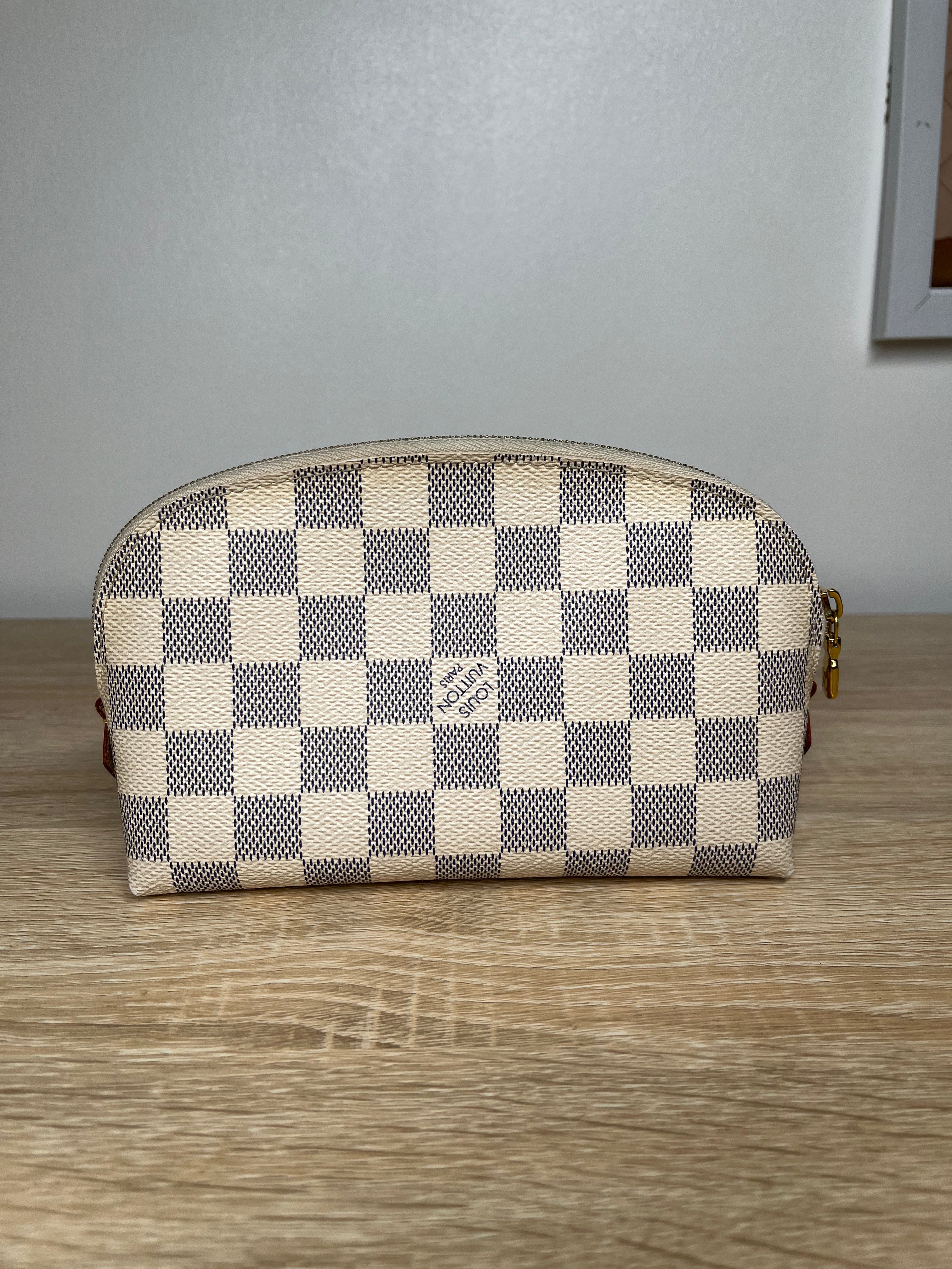 Louis Vuitton Makeup Pouch Damier Azur Handbag One Size