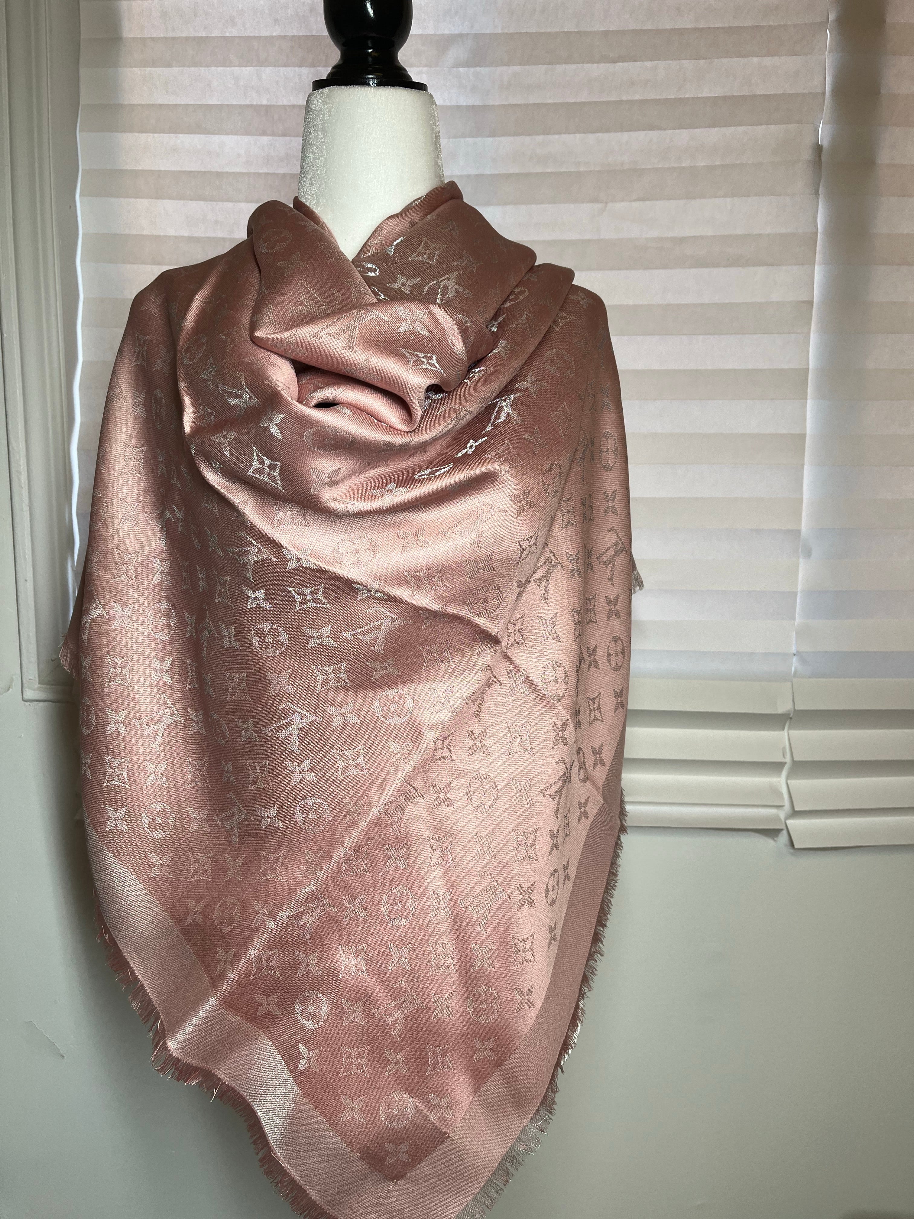 Louis Vuitton Monogram Shine Shawl Velvet Rose Silk
