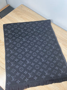 Louis Vuitton Monogram Black Scarf, 72.8 x 15.4 inches